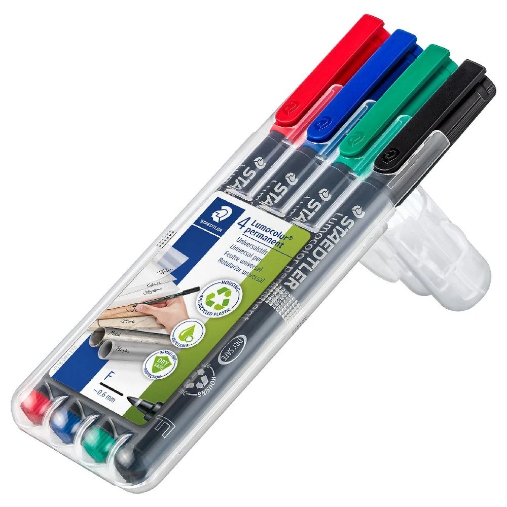 4 Staedtler Lumocolor 318 Permanent Markers Assorted 4 Pack, 4 of 10