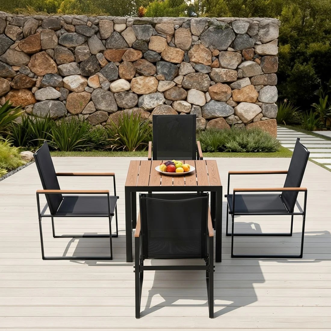 4 Gardeon 5PCS Outdoor Dining Set Table and Chairs Patio Garden Furniture Bistro Set - Black, 4 of 7