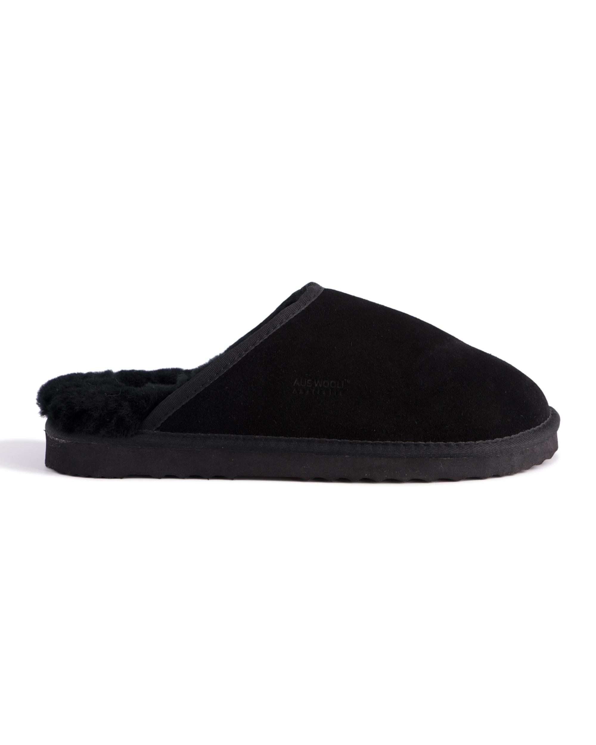 2 AUS WOOLI Sheepskin Wool Manly Slippers BLACK, 2 of 5