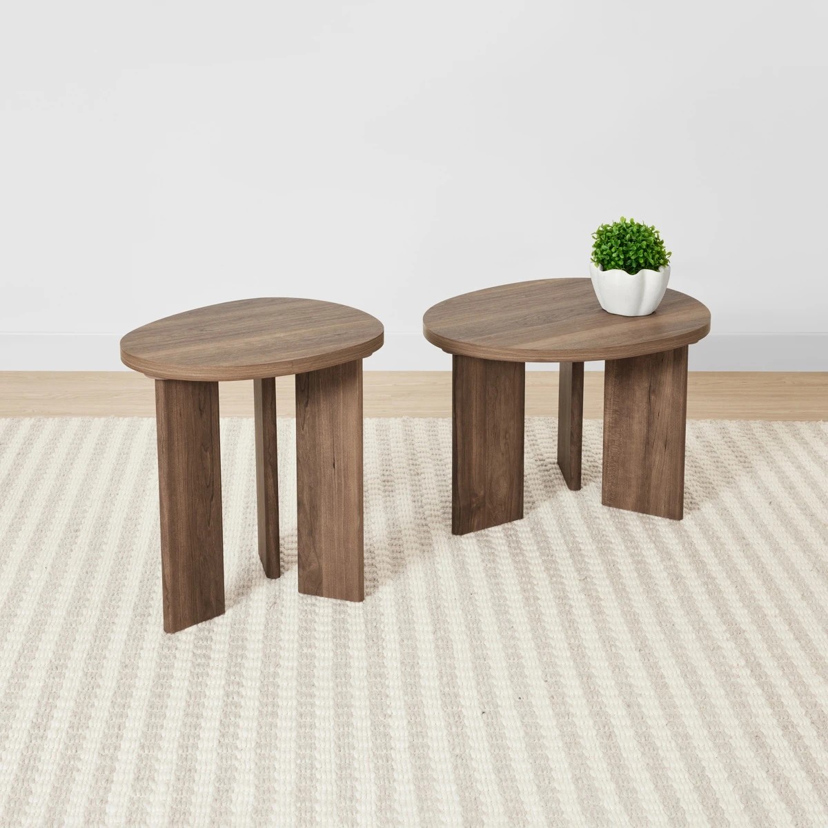2 Set of 2 Walnut Side Tables, 2 of 10