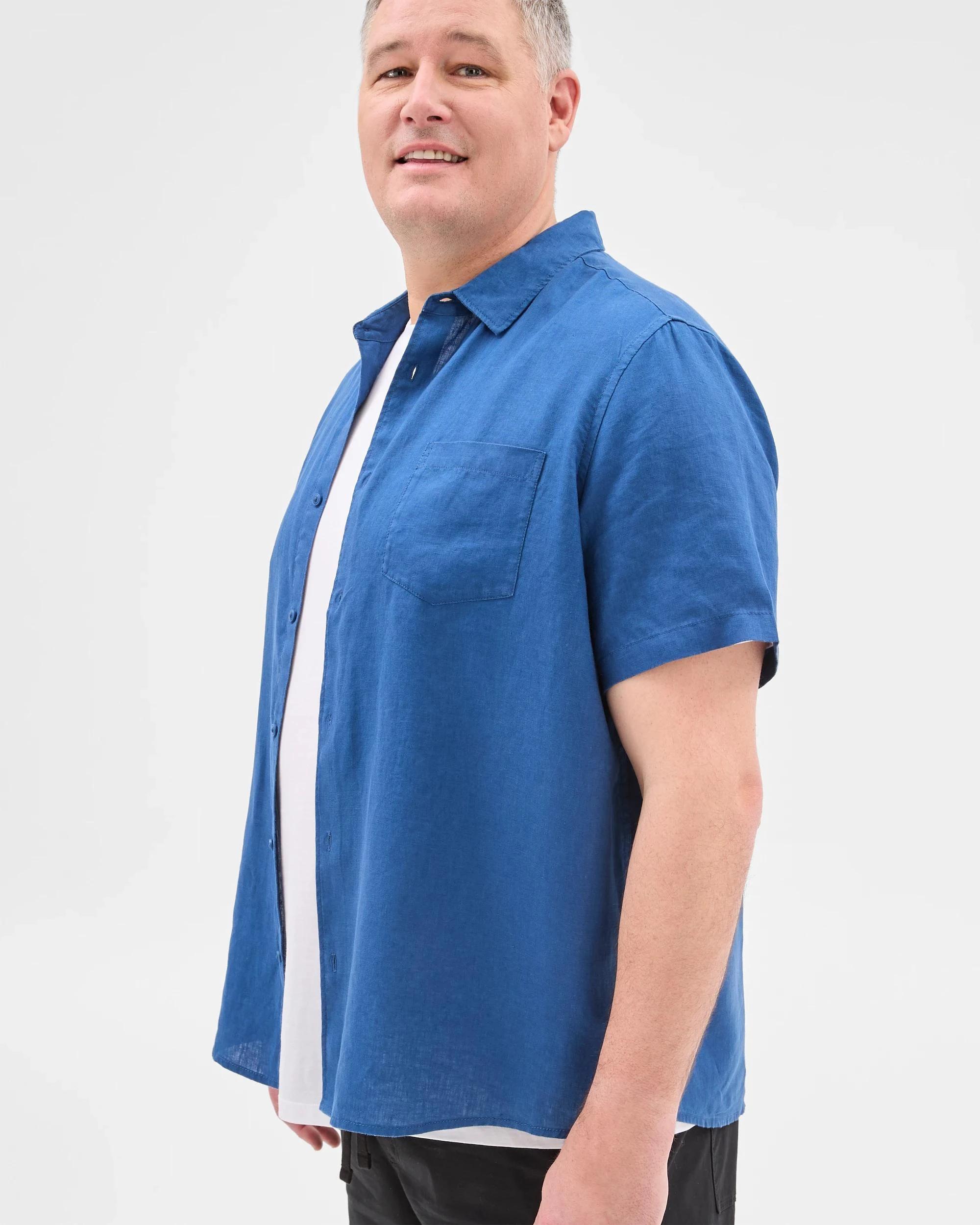 4 Target Man Plus Plus Size European Linen Shirt BRIGHT BLUE, 4 of 5