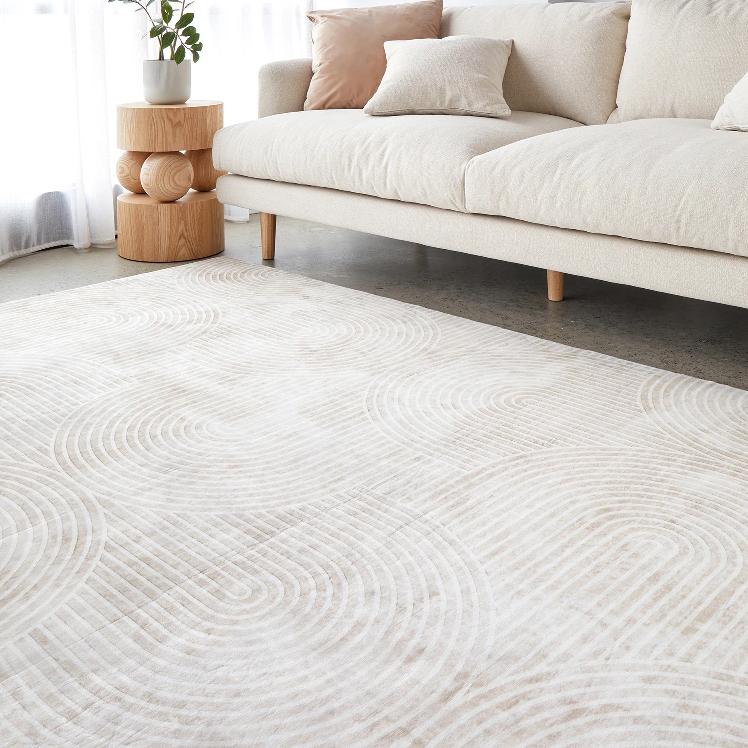 1 Common Ground Rugs Vitality Byron Machine Washable 270x180cm - Large Floor Rug - Natural, 1 of 8
