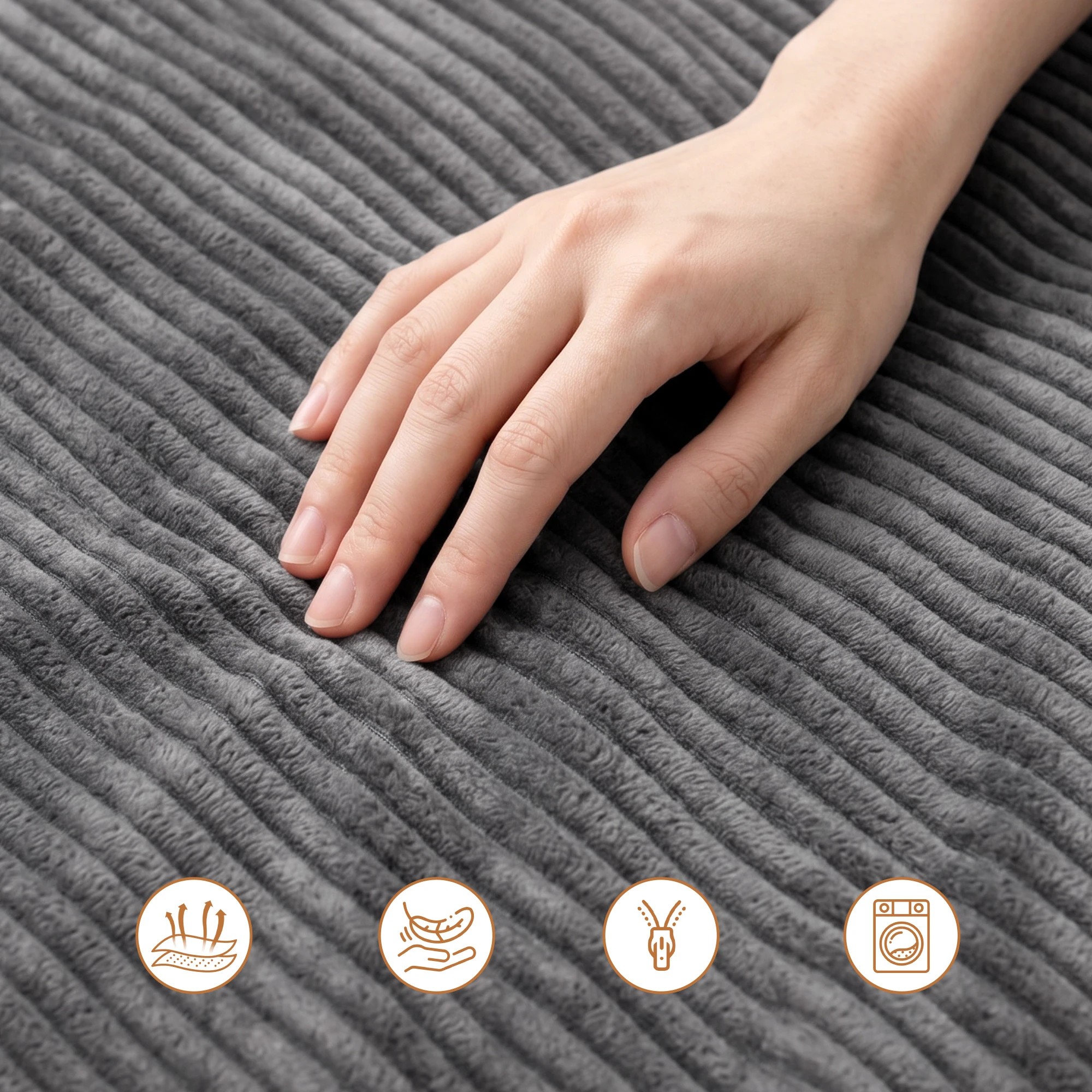 4 Artiss 3 in 1 Bean Bag Chair Cover No Filler Convertible Corduroy Bean Bag Cover Washable - Grey, 4 of 10