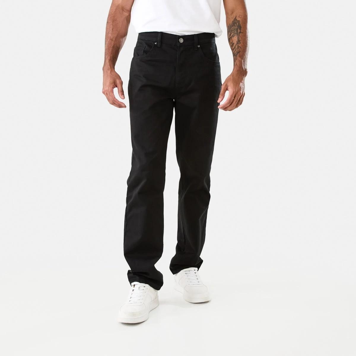 1 Regular Straight Coloured Jeans SOLID BLACK, 1 of 6