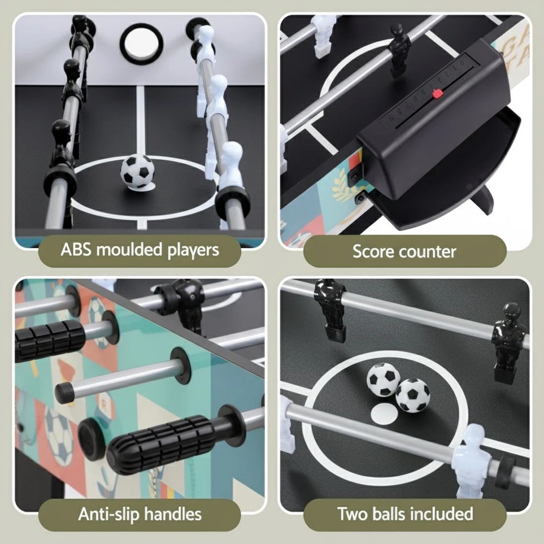 4 Everfit 4-in-1 Soccer Table Foldable Game Foosball Table Tennis Pool Hockey - Blue, 4 of 8