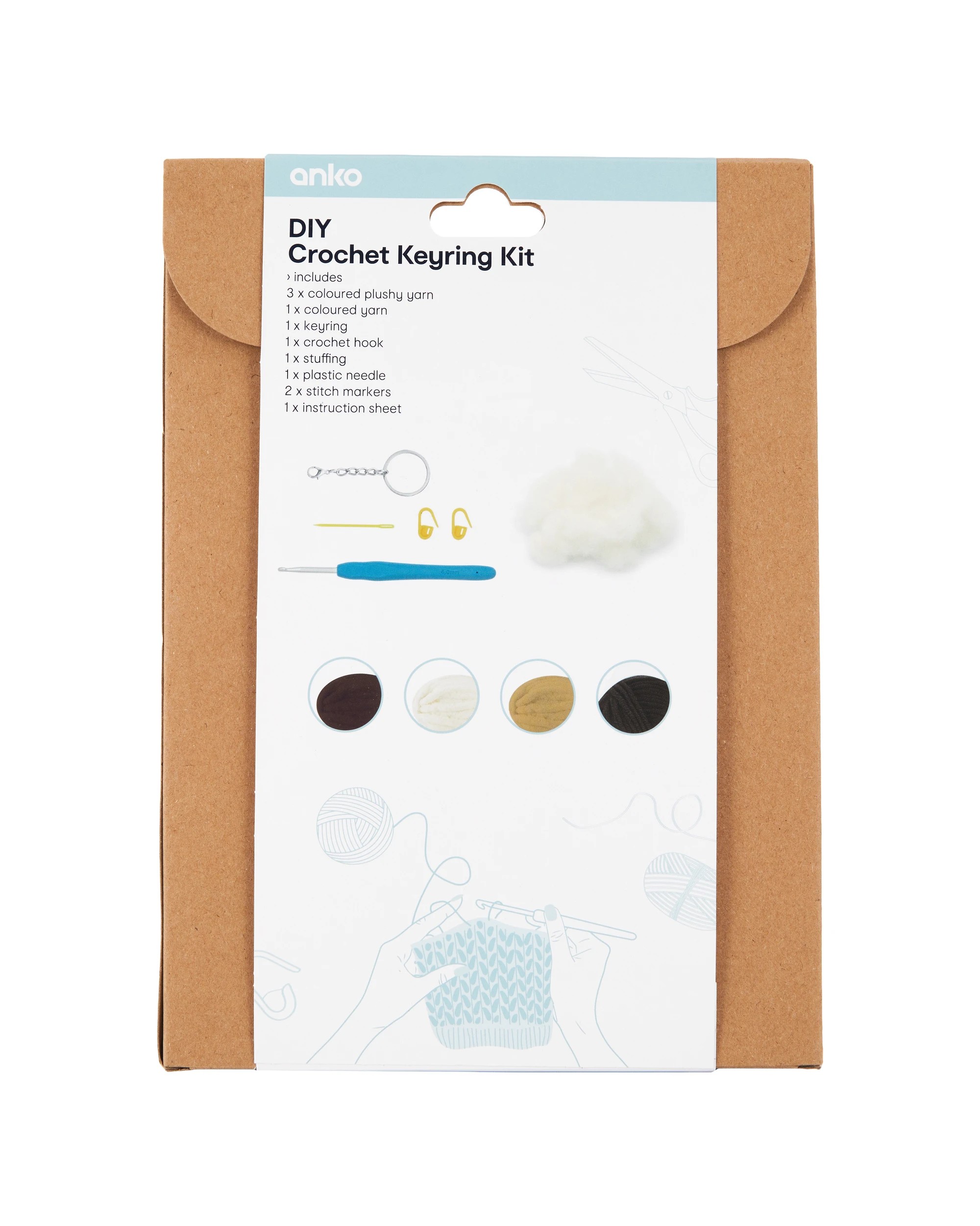 3 DIY Crochet Keyring Kit - Bear, 3 of 3