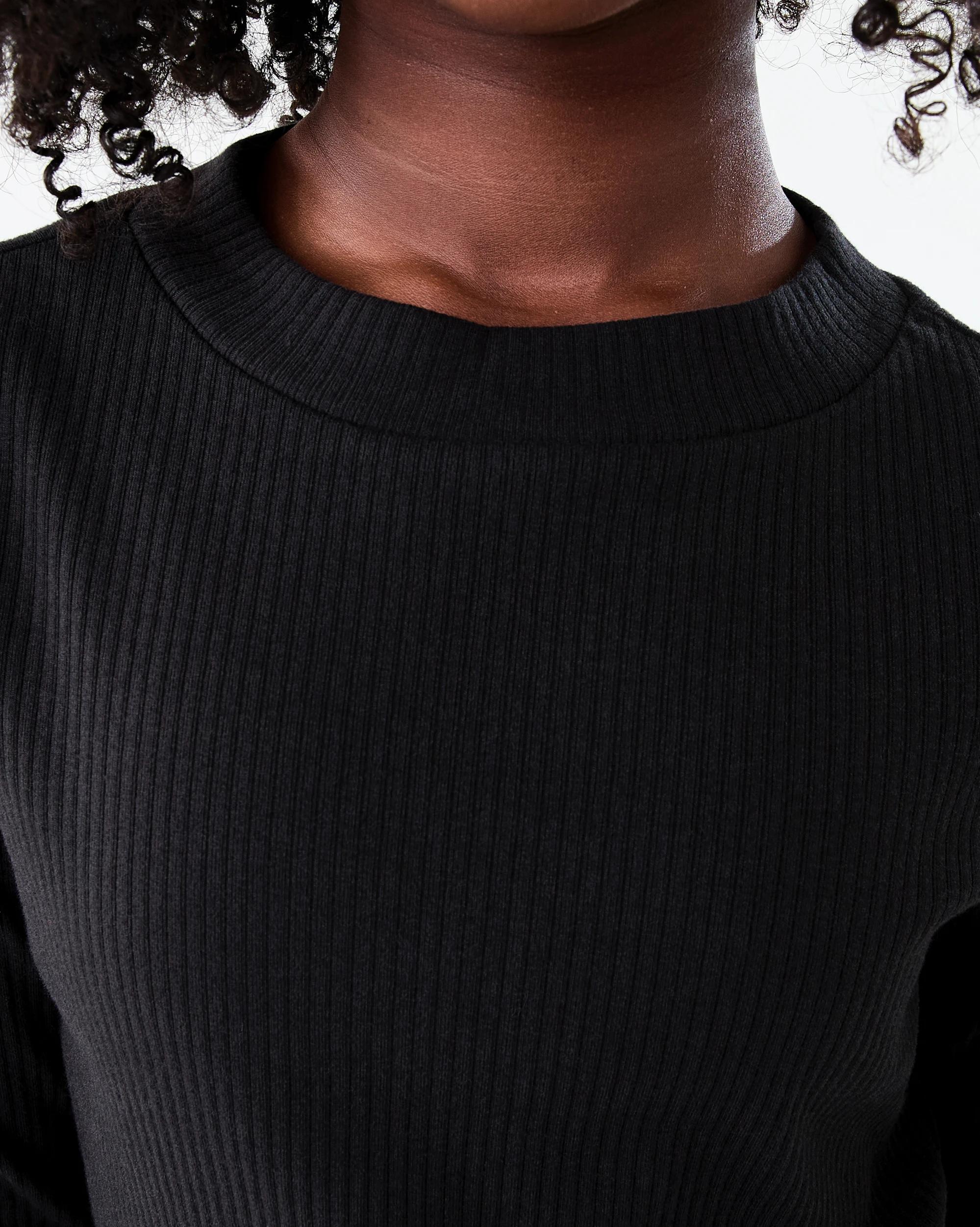 4 Long Sleeve Rib Skivvy Top Black, 4 of 7