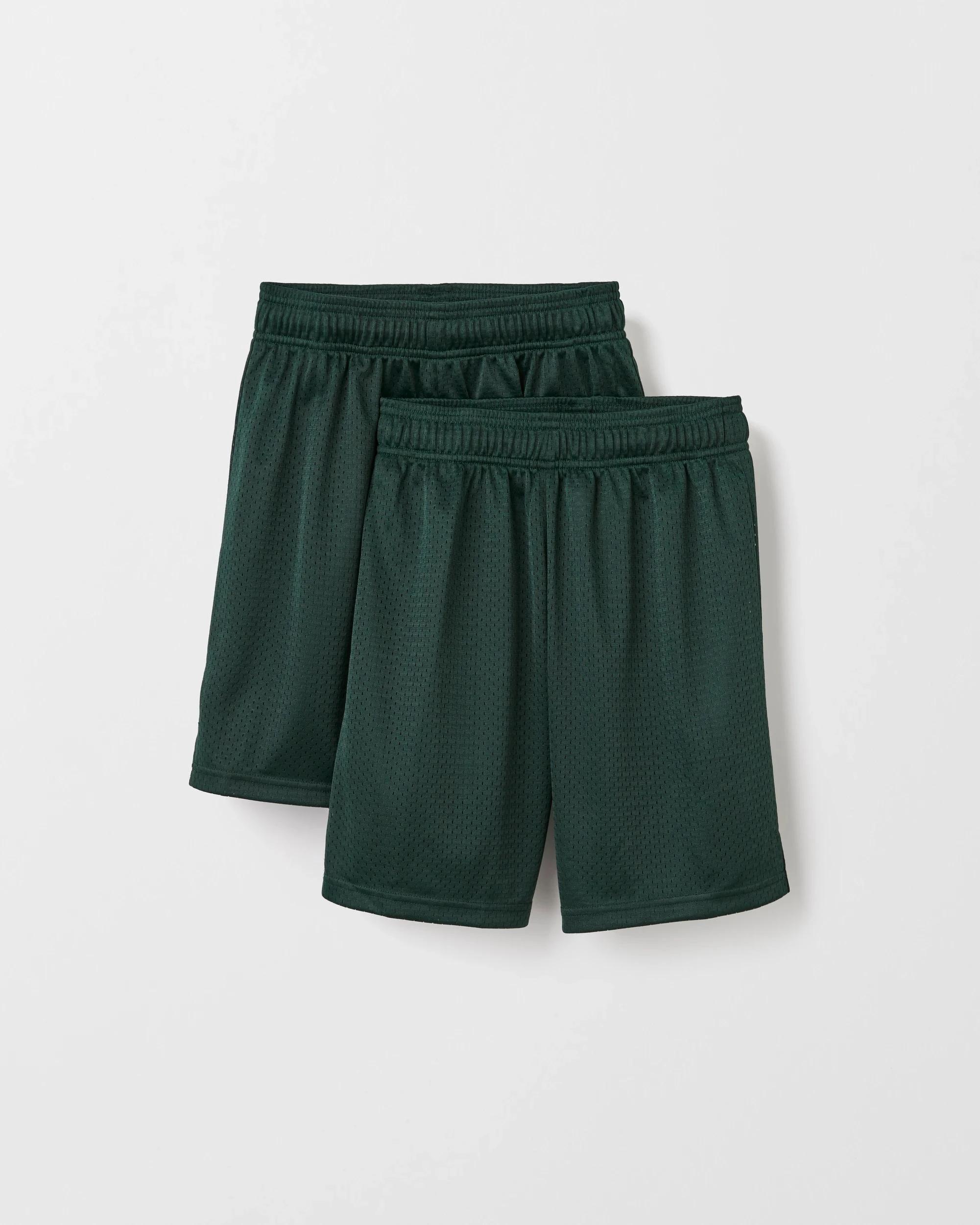 1 Target Kids School 2 Pack Basketball Mesh Shorts BOTTLE GREEN, 1 of 3