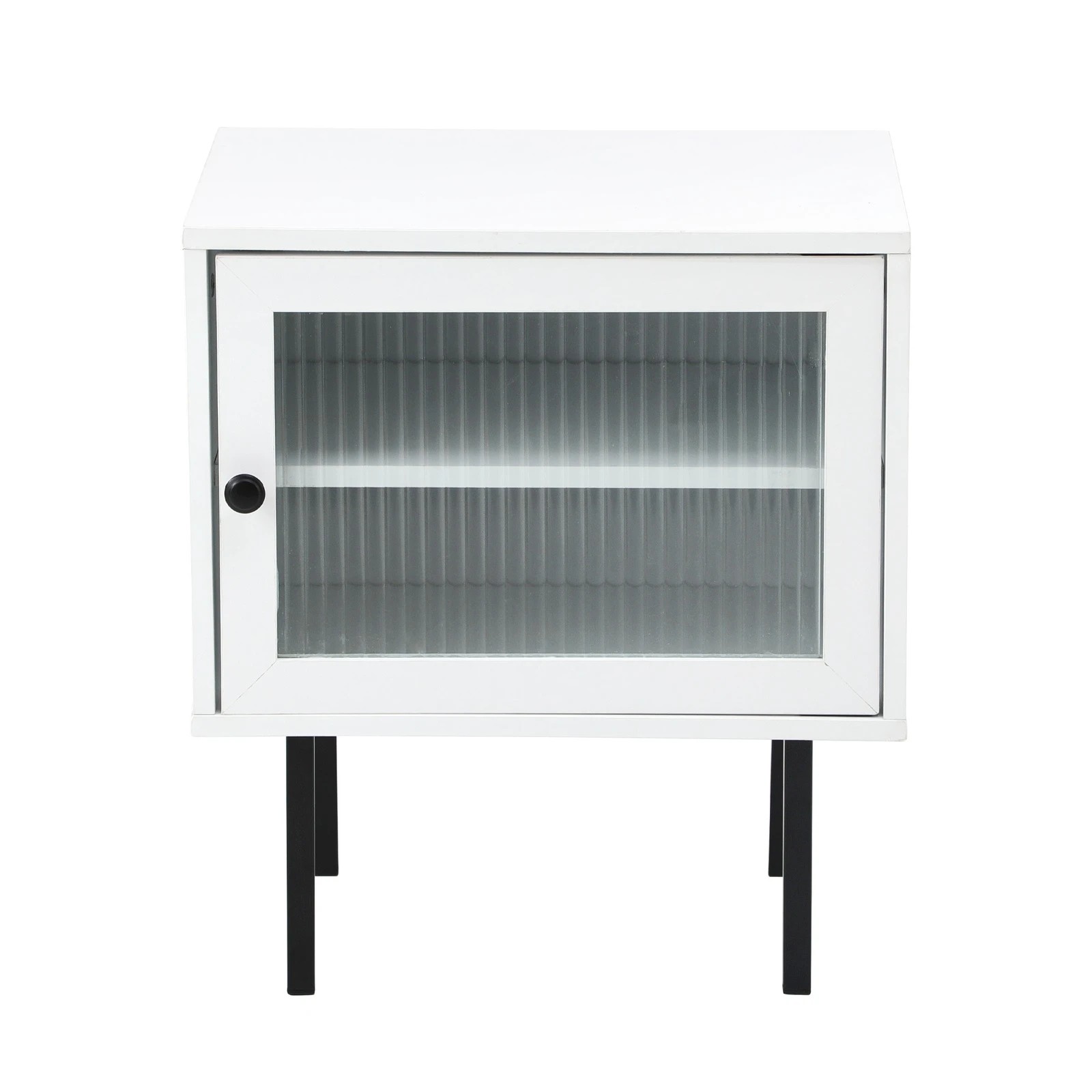 6 Oikiture 2X Bedside Tables Cabinet Storage Nightstand Glass Door Bedroom - White, 6 of 9
