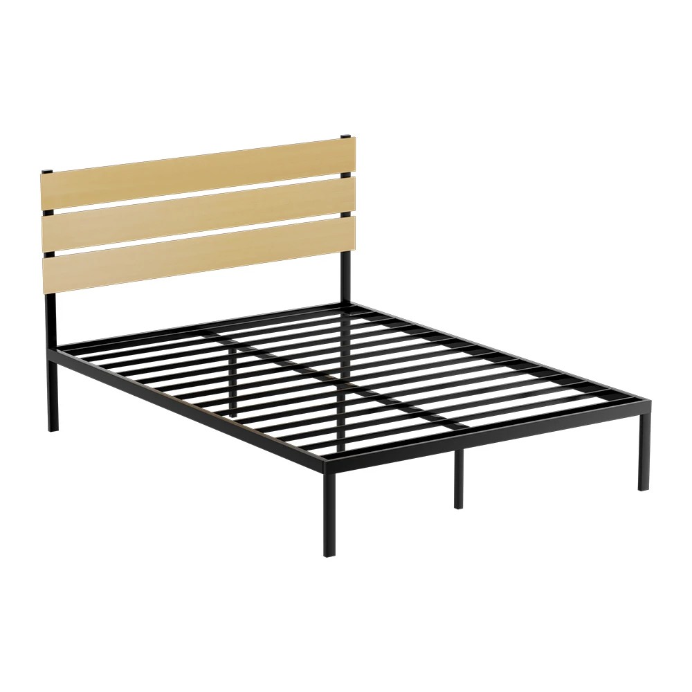 1 Artiss Bed Frame Double Size Metal Frame PAULA - Black, 1 of 7