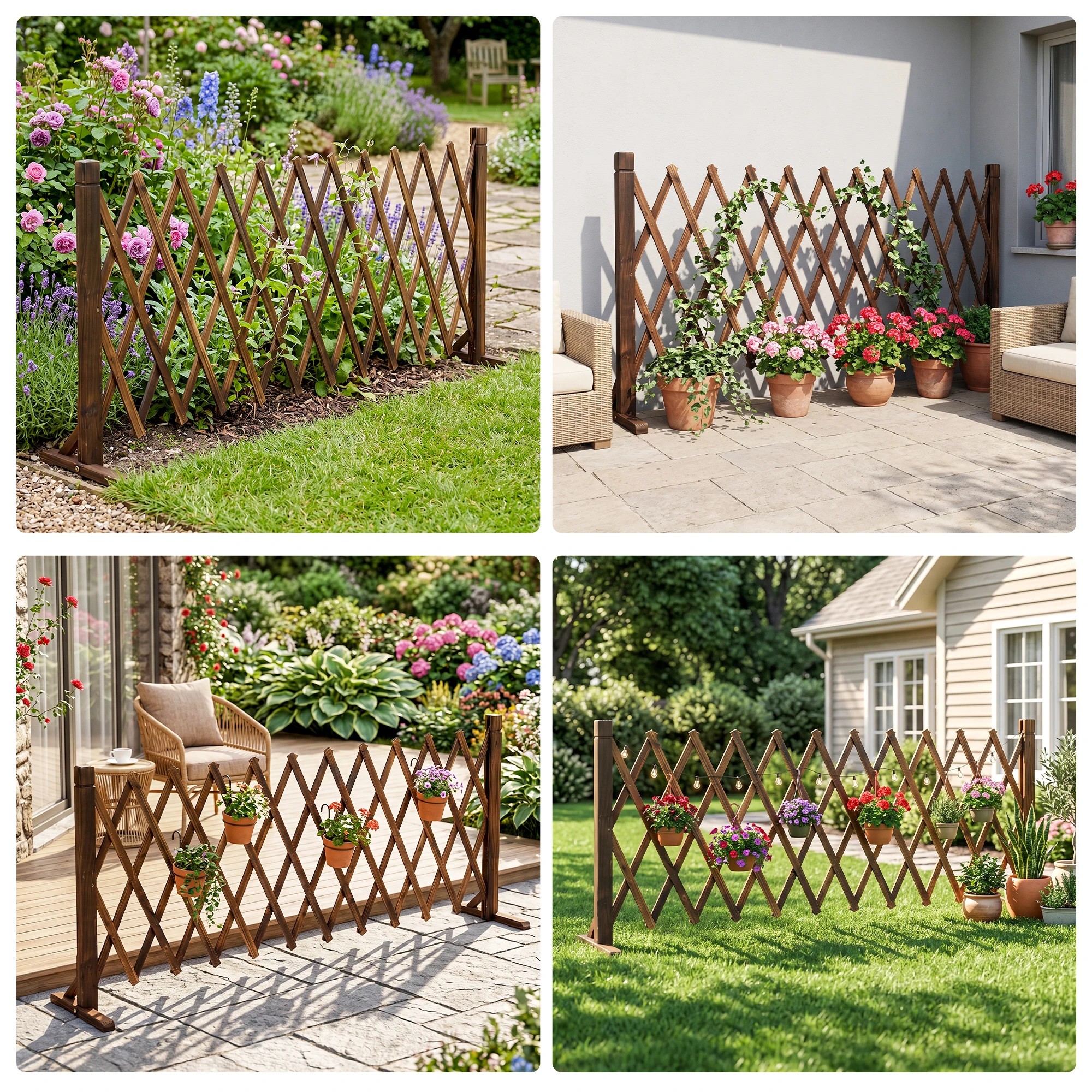 7 Gardeon Garden Fences Expandable Wooden Trellis Fence Plant Frame 200cm - Charcoal, 7 of 8