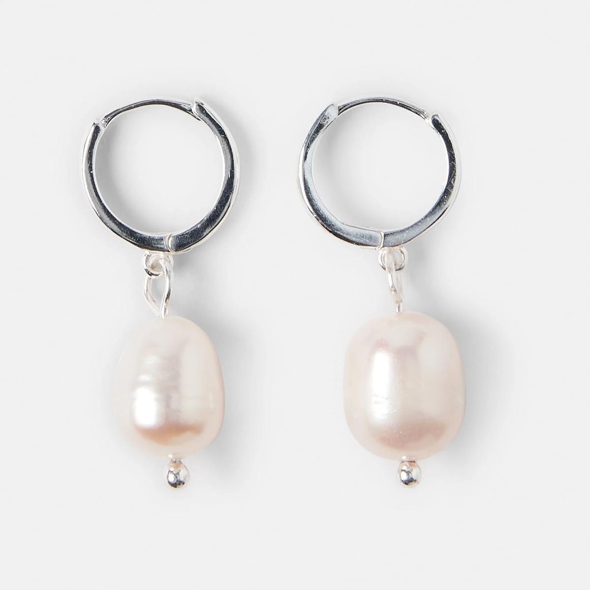 1 Sterling Silver Pearl Drop Earrings Silver, 1 of 5