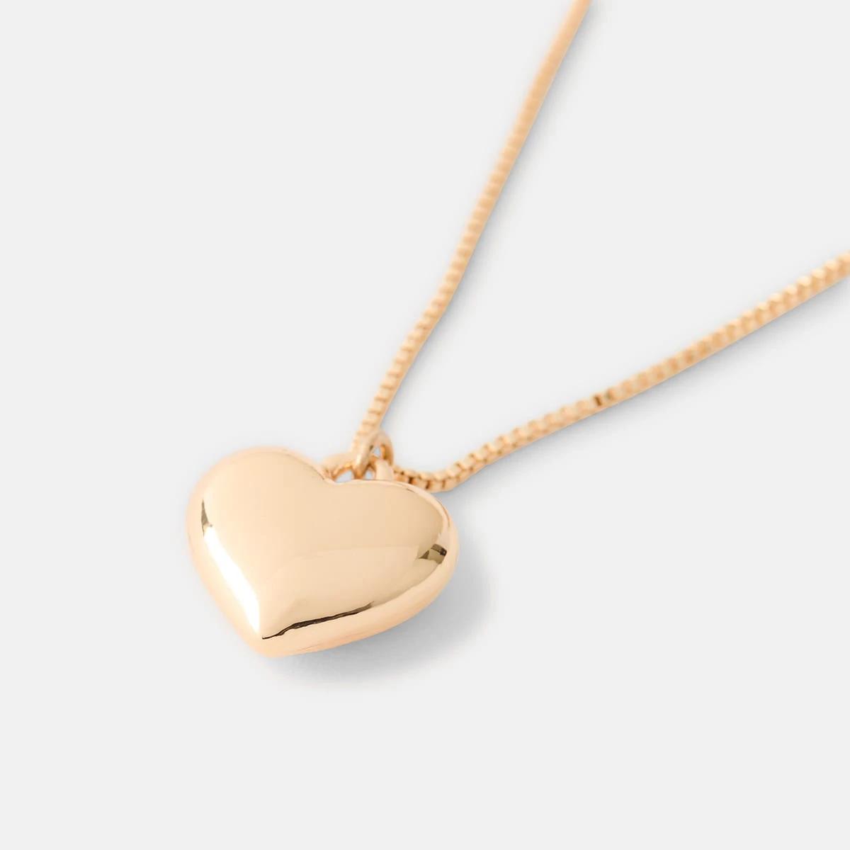 1 Basic Heart Pendant Necklace - Gold Tone Gold, 1 of 4