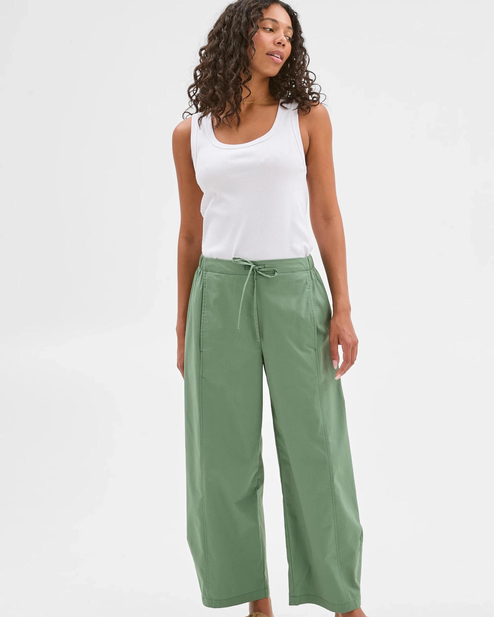 3 Target Australian Cotton Tie Waist Barrel Pants KALE, 3 of 6