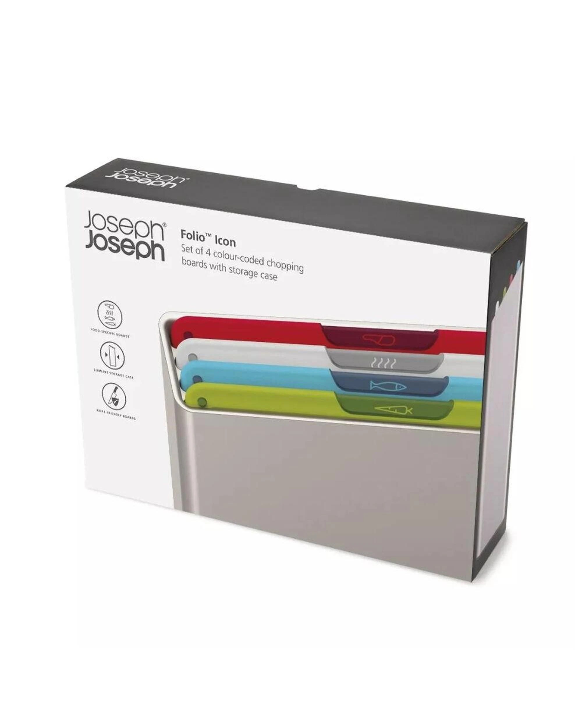 2 Joseph Joseph Folio Ikon 4 Piece Regular Chopping Board Set Silver 60218, 2 of 6