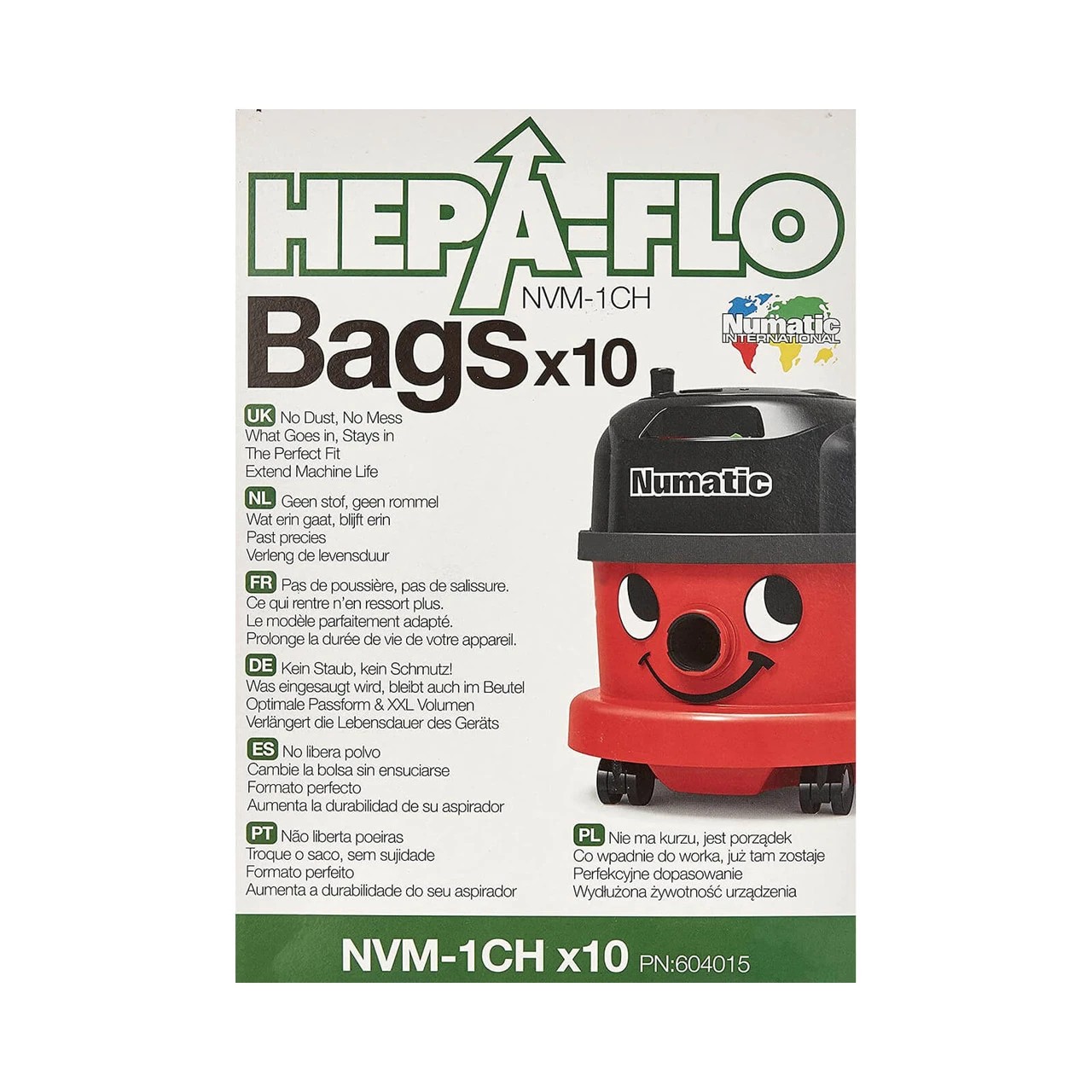 4 Numatic 10x Hepa-Flo NVM-1CH Dust Bags For Henry, Hetty, James, Charles & George Vacuum Cleaners - White, 4 of 4