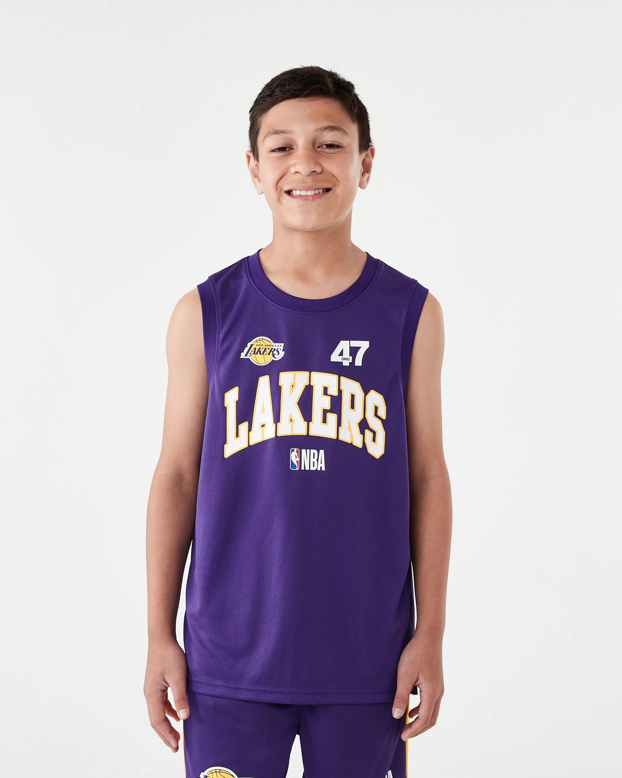 1 Official NBA Kids Mesh Tank PURPLE LAKERS, 1 of 8