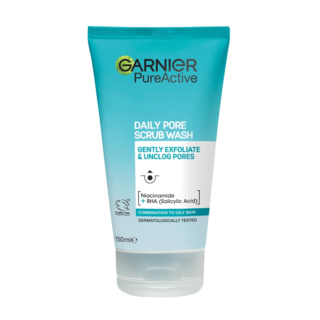 1 Garnier SkinActive Pure Active Daily Pore Scrub Wash 150ml - Eucalyptus extract, Salicylic Acid and Zinc, 1 of 2