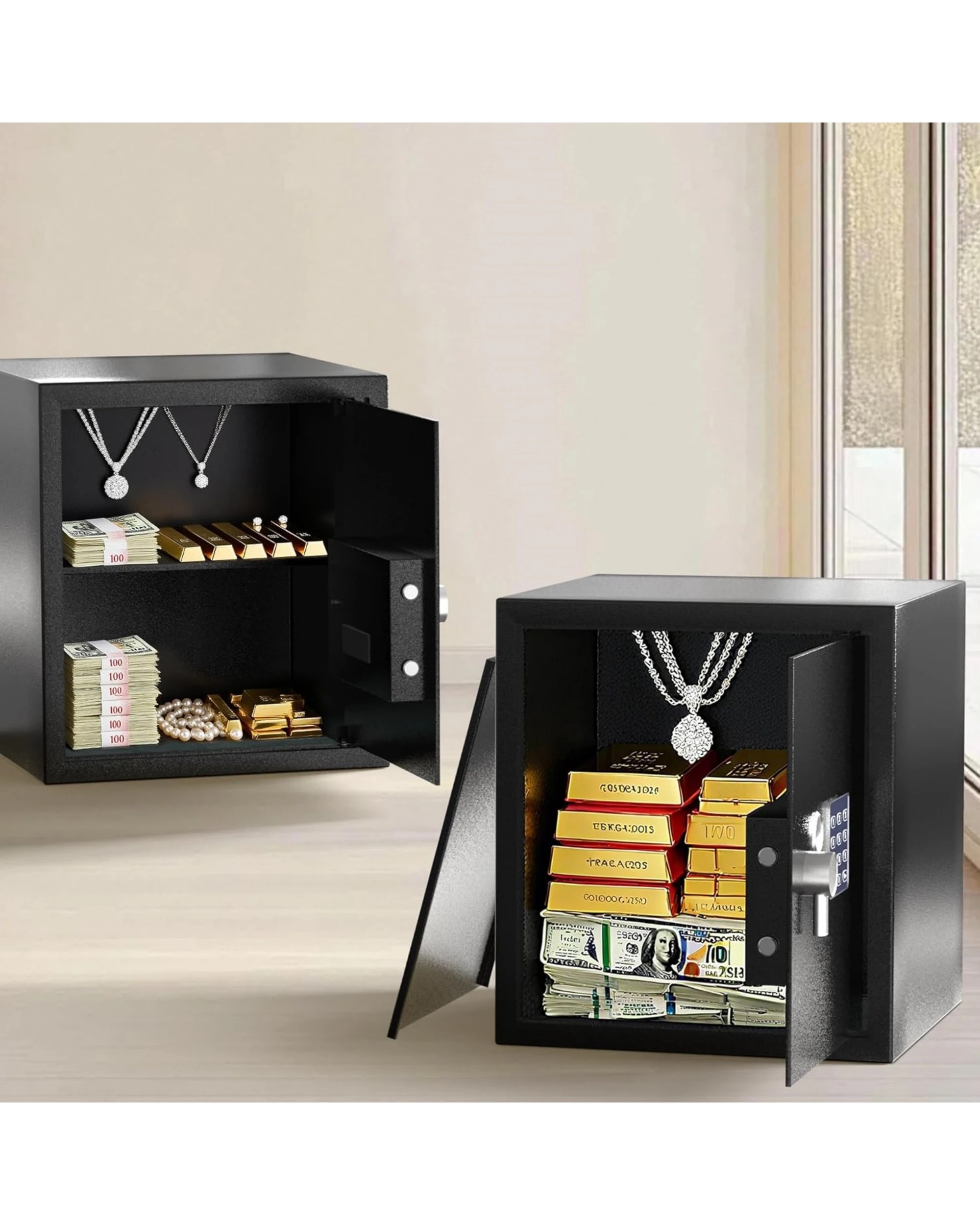 2 Advwin Security Safe and Lock Box 50 L/1.77Cubic Feet - Black, 2 of 8