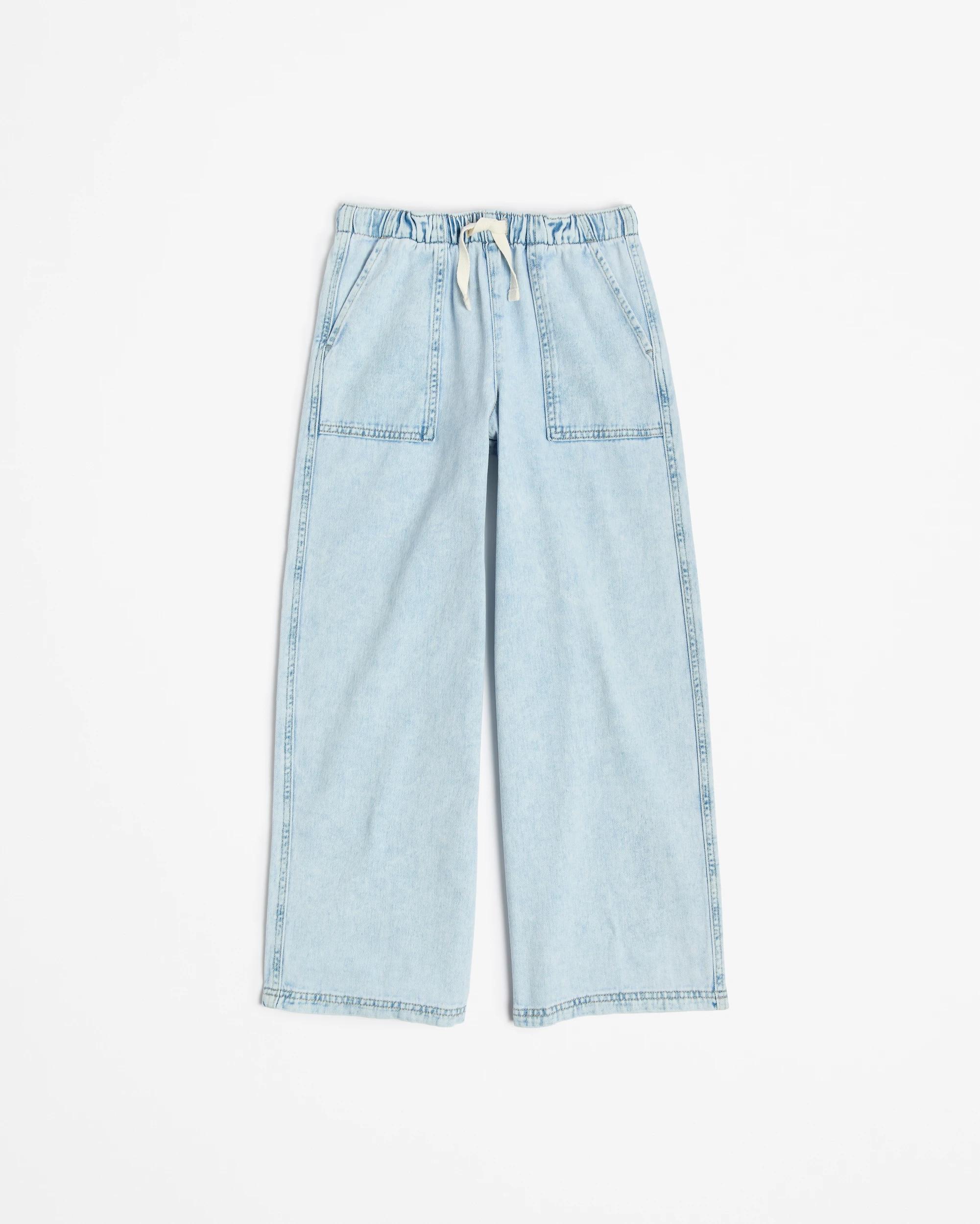 1 Target Wide Leg Pull On Denim Pants LIGHT WASH, 1 of 3