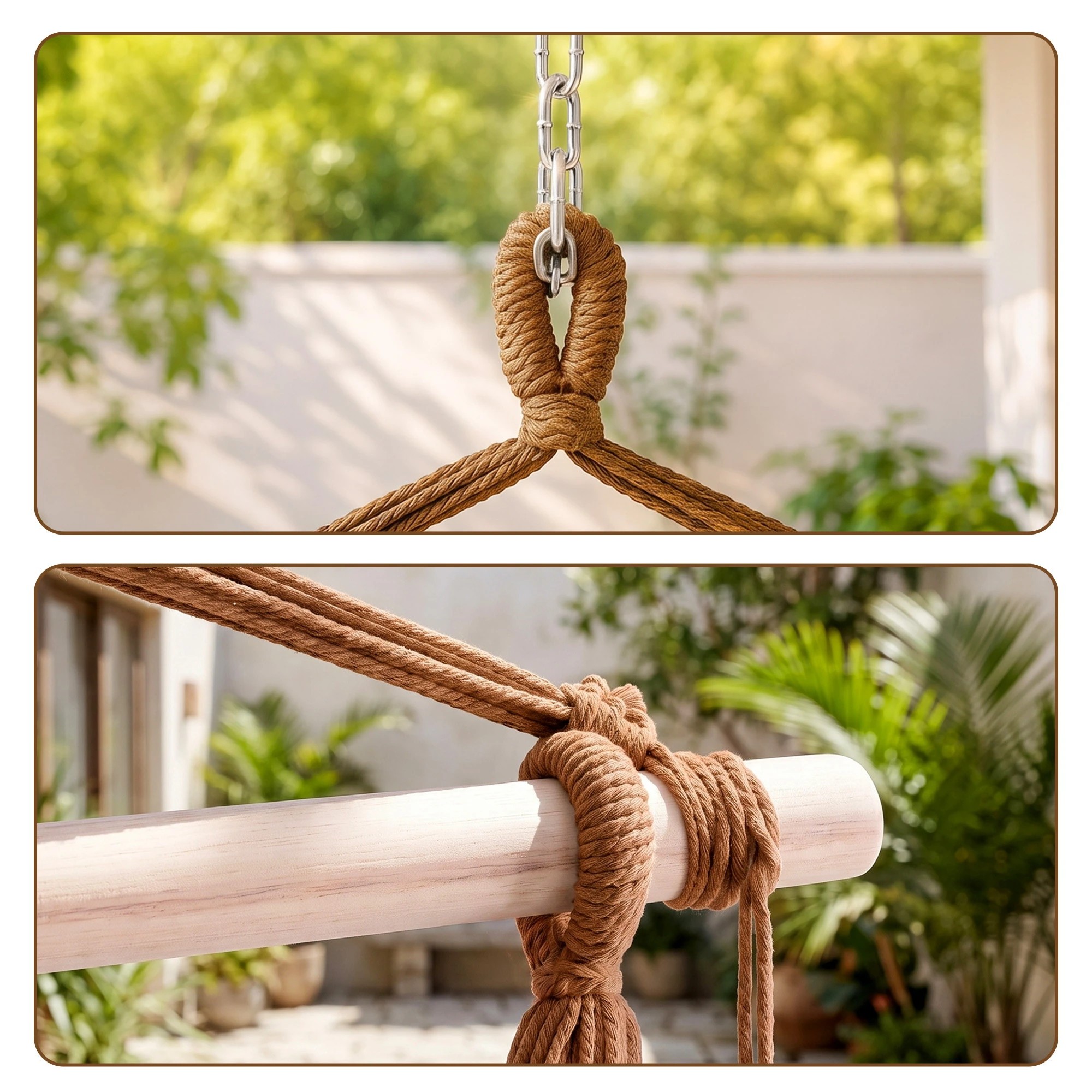 5 Gardeon Hammock Chair Outdoor Furniture Camping Hanging Chair with Spreader Bar Tassels - Brown, 5 of 8
