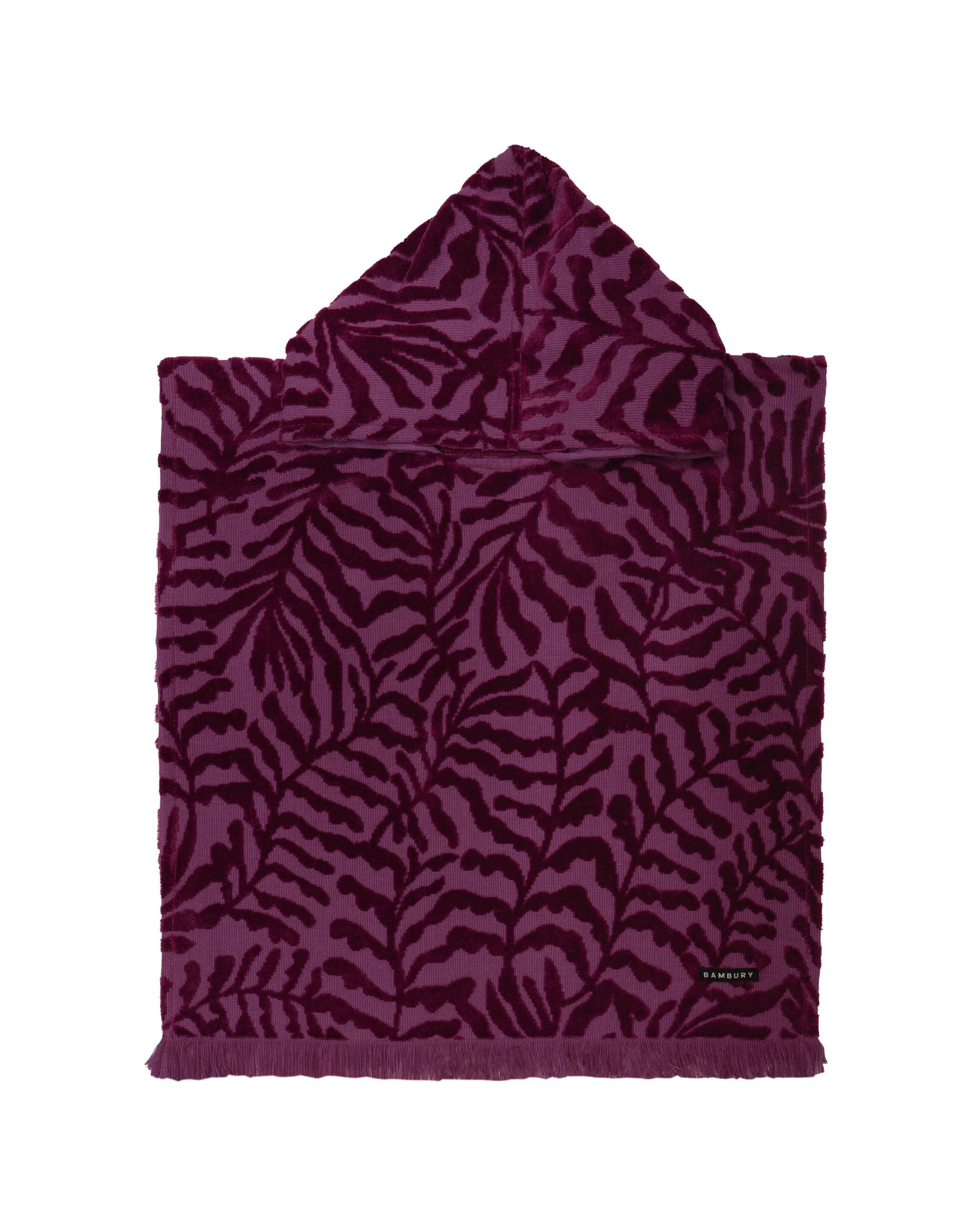 1 Bambury Nori Cotton Kids Beach Poncho Berry - Purple, 1 of 3