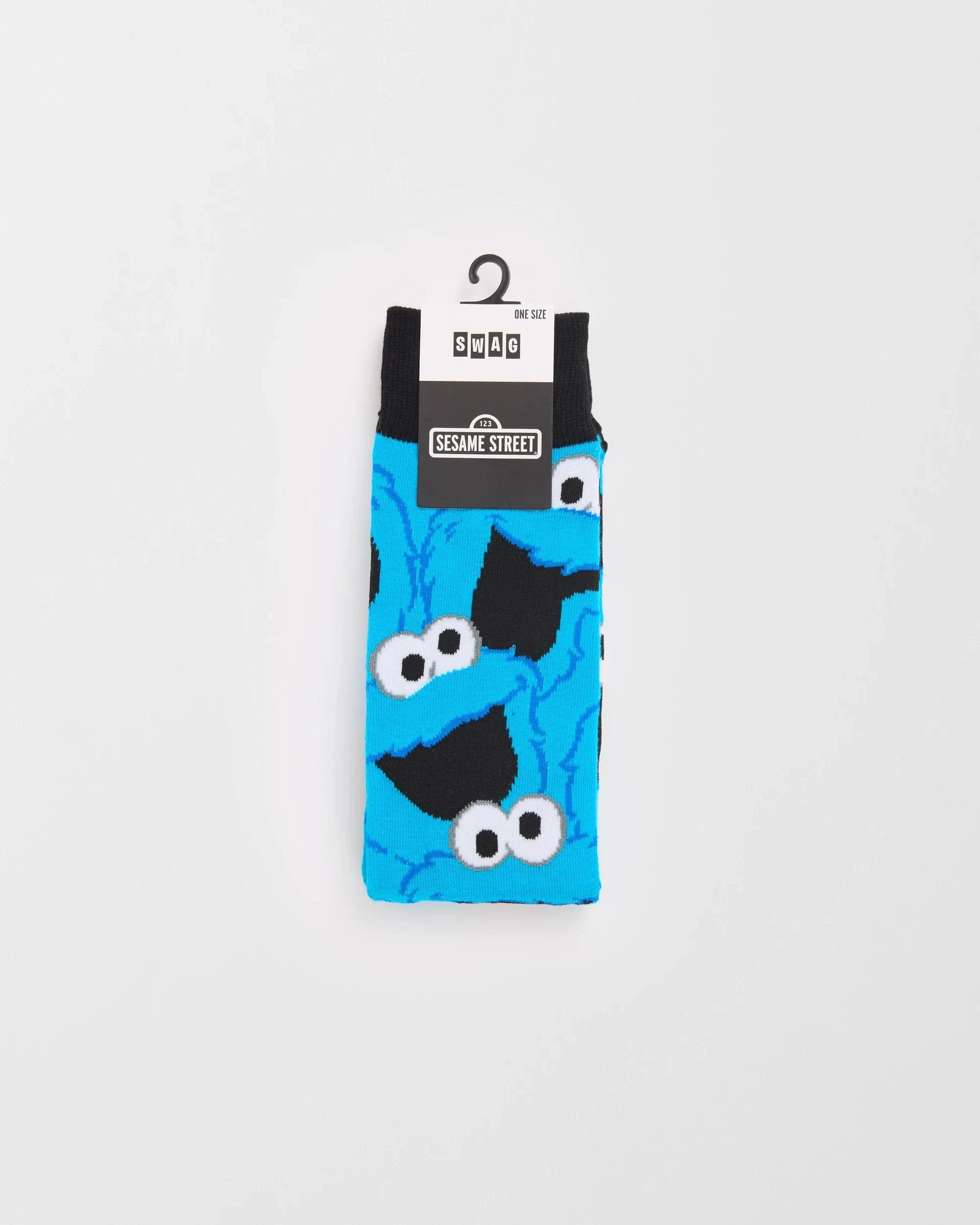 3 Swag Cookie Monster Crew Socks BLUE, 3 of 3