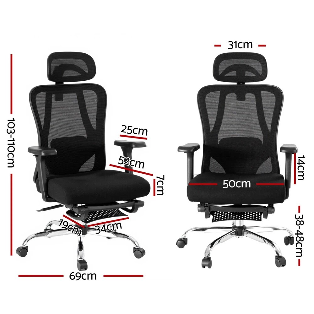 2 Artiss Ergonomic Mesh Office Chair - Black, 2 of 6