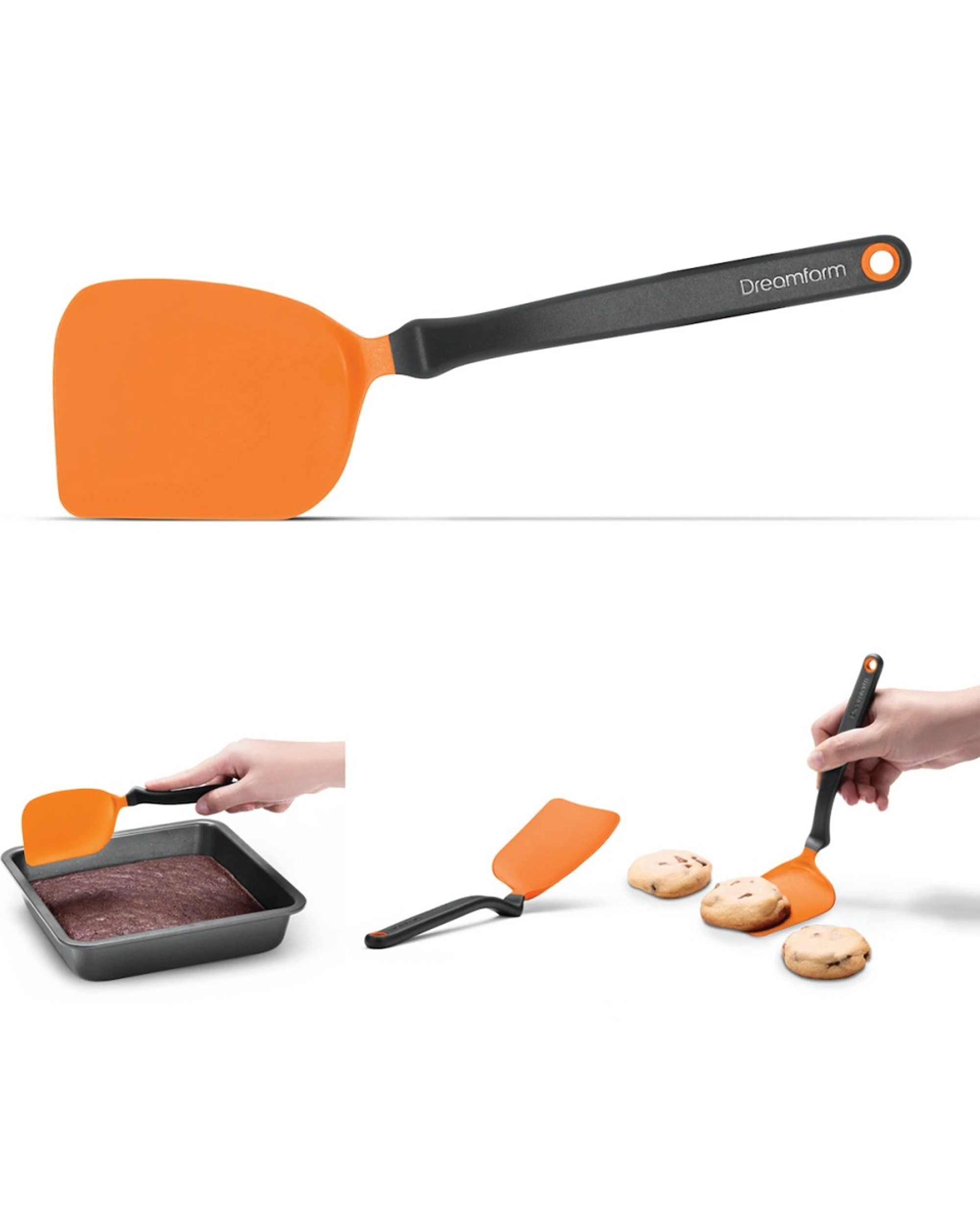 2 Dreamfarm Mini Chopula Chopping Spatula Kitchen Utensil Tool Nylon - Orange, 2 of 6