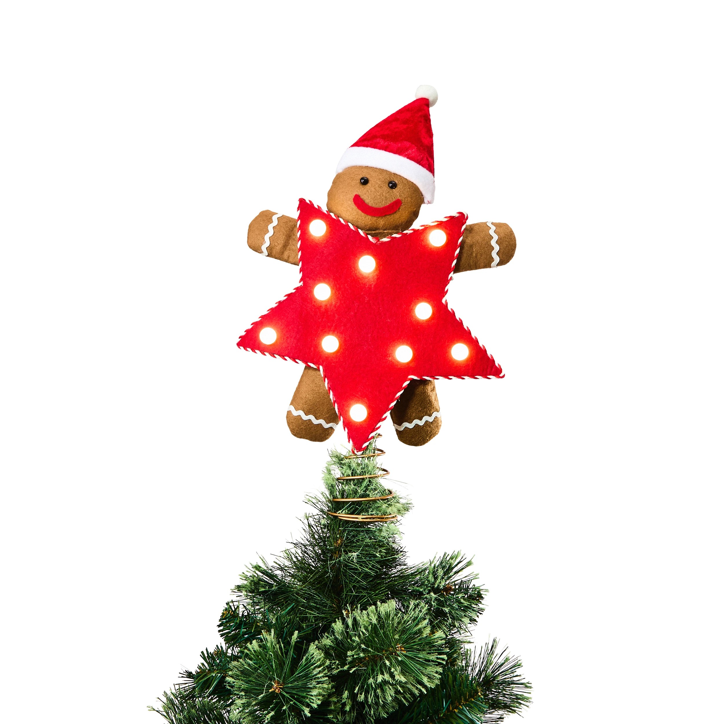 2 LED Light Up Gingerbread Tree Topper, 2 of 7