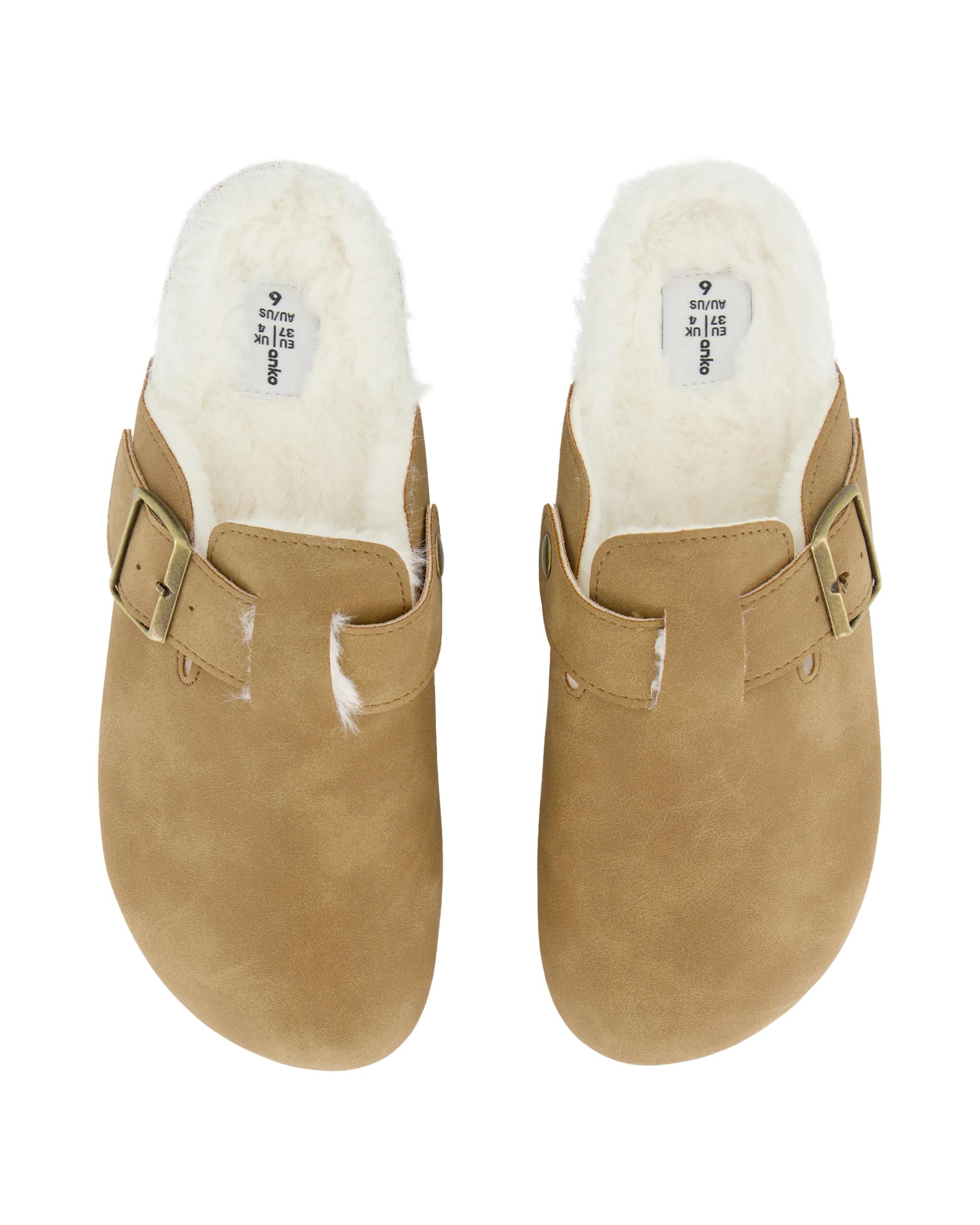 2 Faux Fur Lined Clog Slides Chestnut, 2 of 3