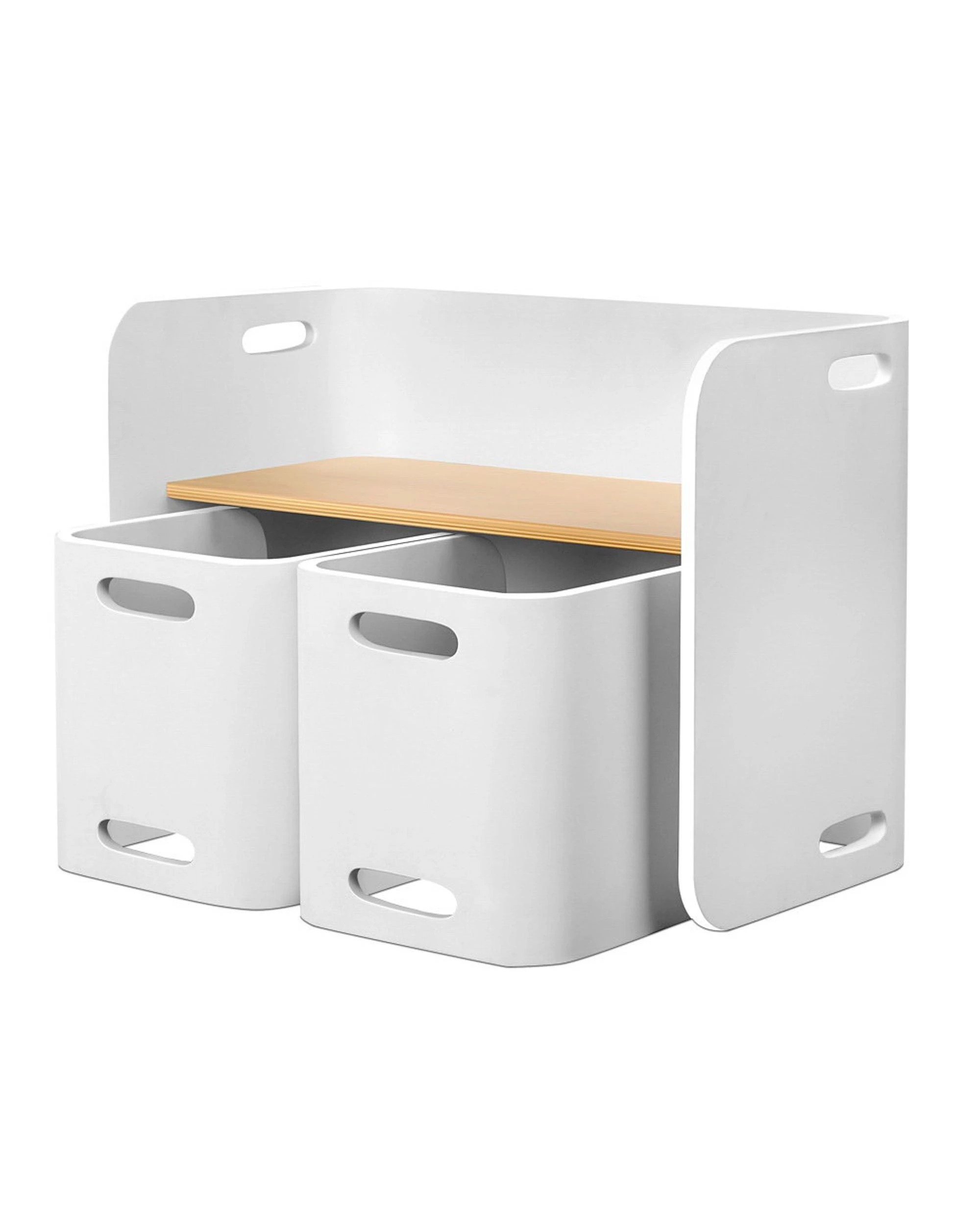 1 Keezi 3PCS Kids Table and Chairs Set Multifunctional Storage Desk - White, 1 of 5