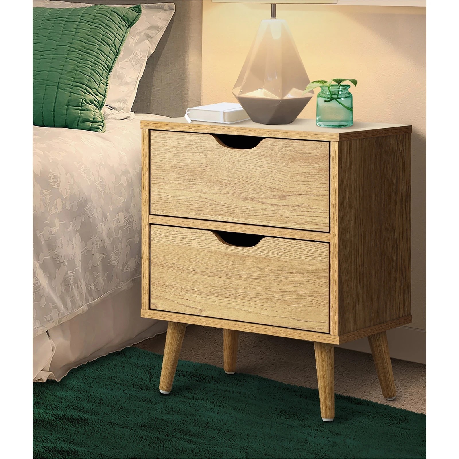 4 Oikiture 2 X Bedside Tables Side Table Bedroom Furnitureen - Natural, 4 of 10