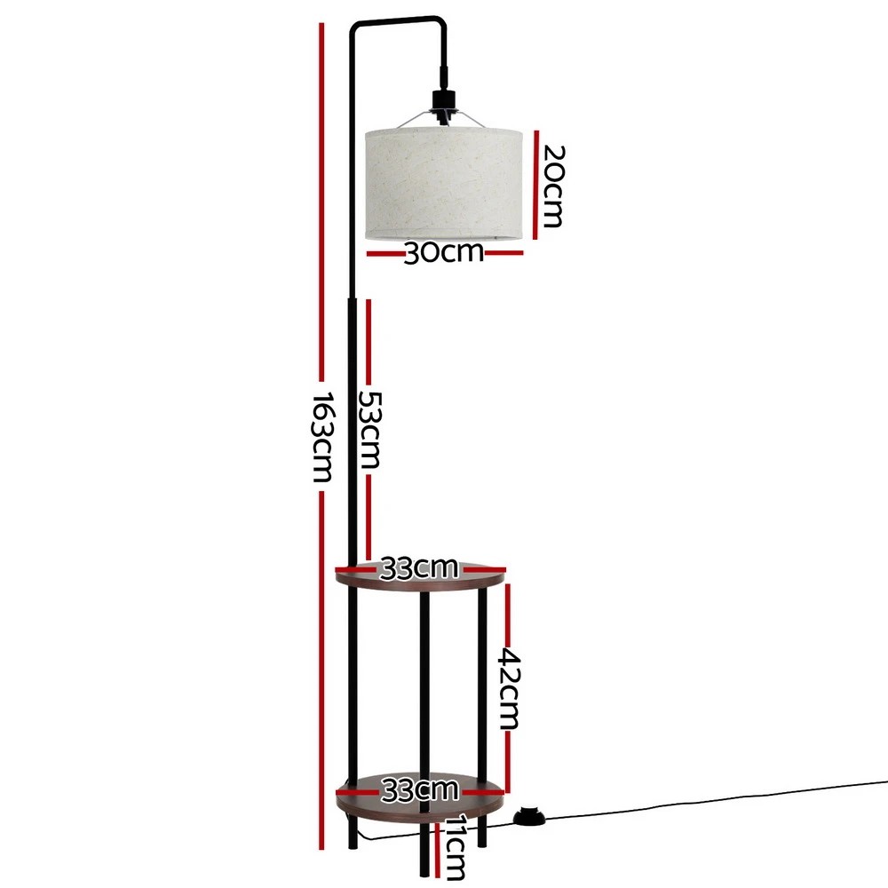 2 Artiss Floor Lamp 2 Tier Shelf Storage LED Light Stand Home Room Adjustable Head - White, 2 of 4