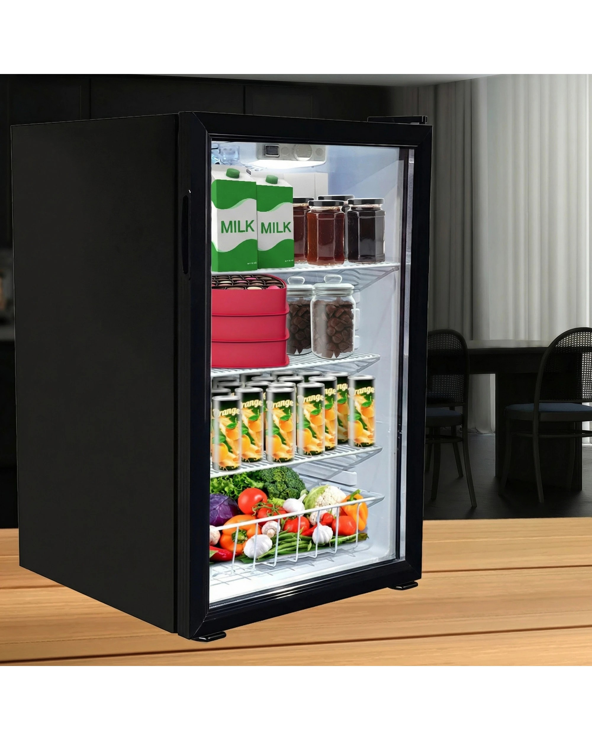 4 Kolner 130L Mini Bar Fridge Glass Door Beverage Cooler Drinks Refrigerator - Black, 4 of 7