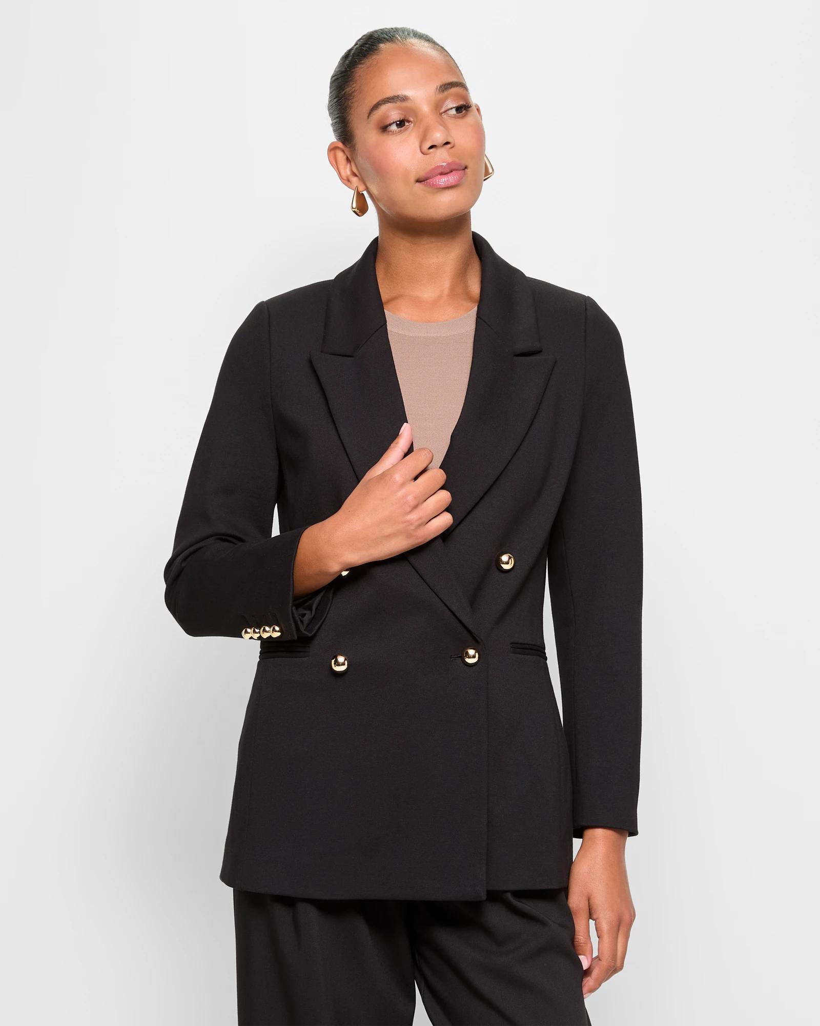 2 Preview Jett Double-breasted Blazer - Black With Gold Buttons BLACK, 2 of 5