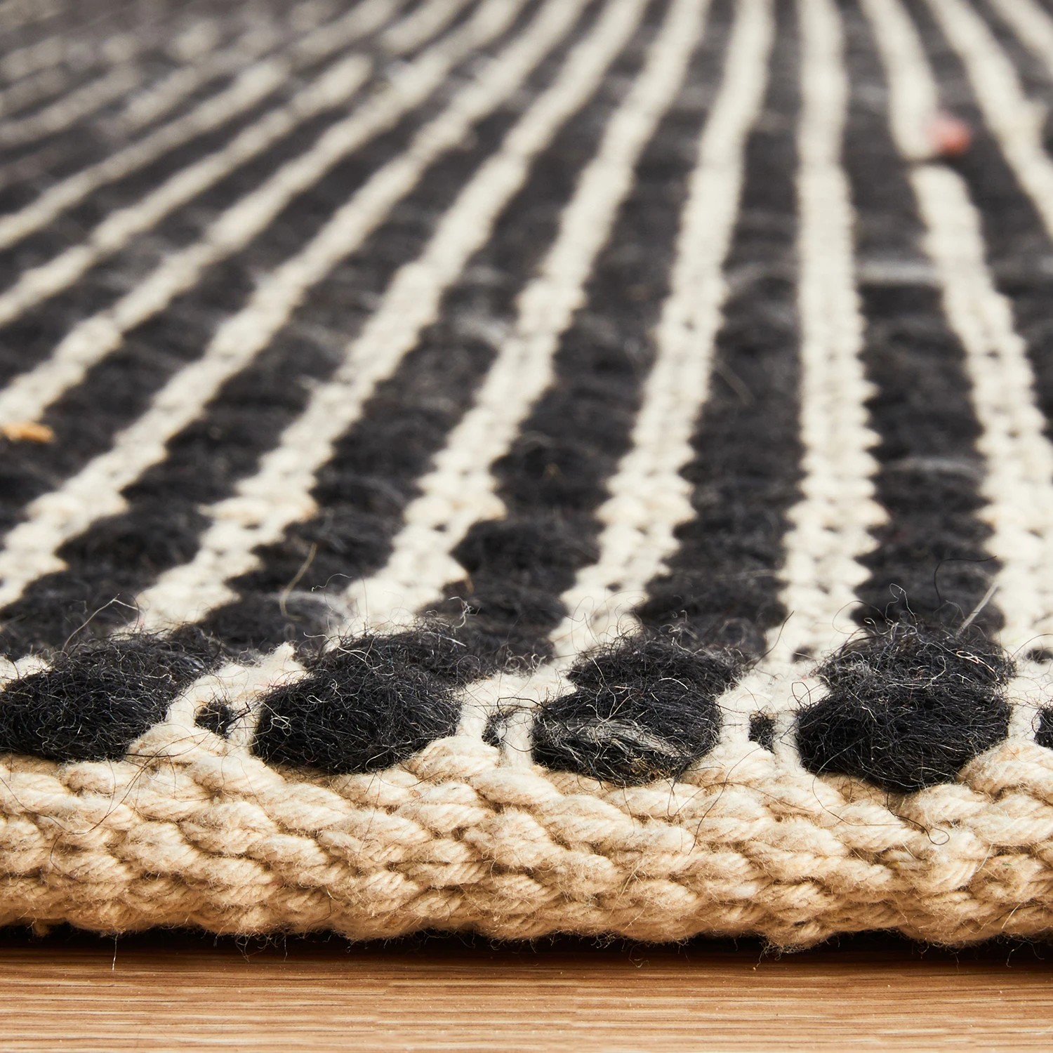 7 Common Ground Rugs Nordica 300 280x190cm - Large Hand Loomed Wool Floor Rug - Black, 7 of 9