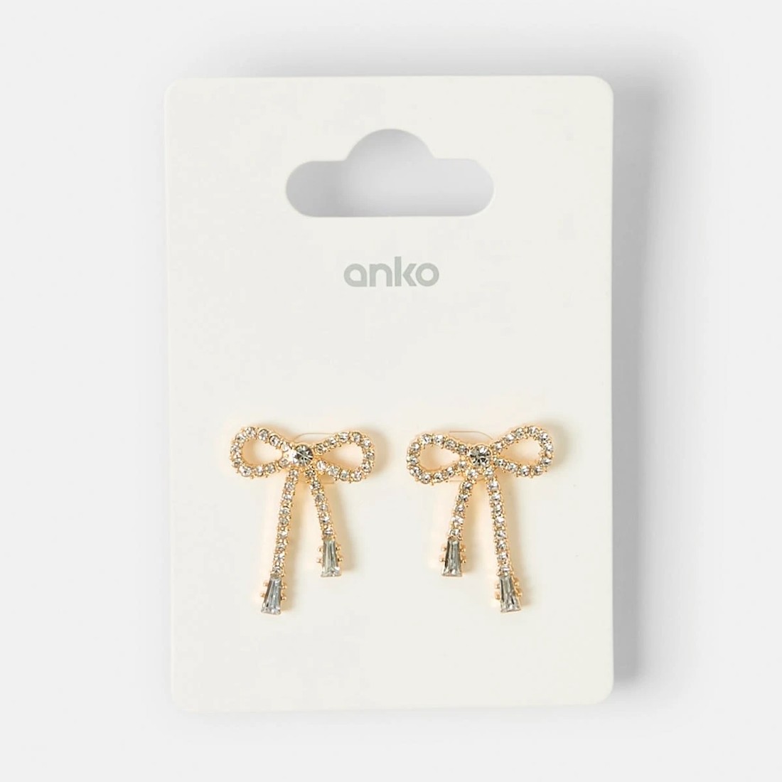 5 Diamante Bow Stud Earrings - Gold Tone, 5 of 5