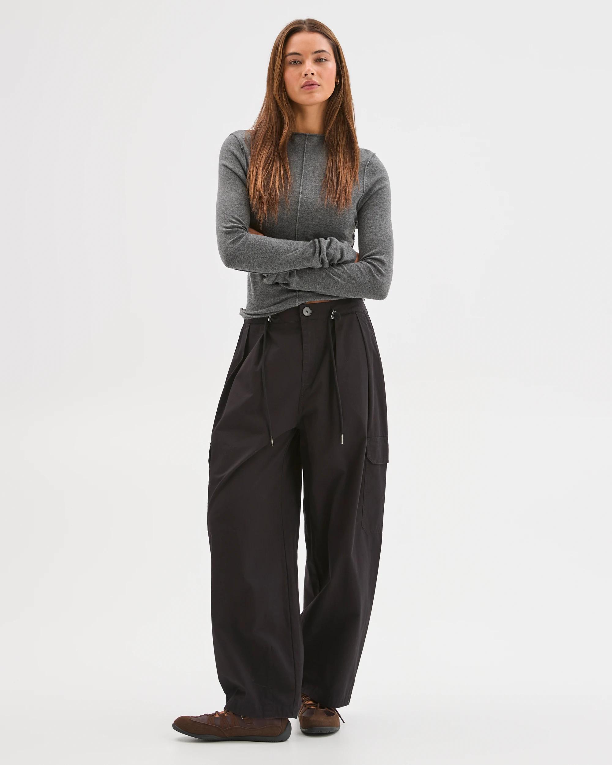 1 Lily Loves Australian Cotton Contrast Pocket Cargo Pants BLACK, 1 of 7