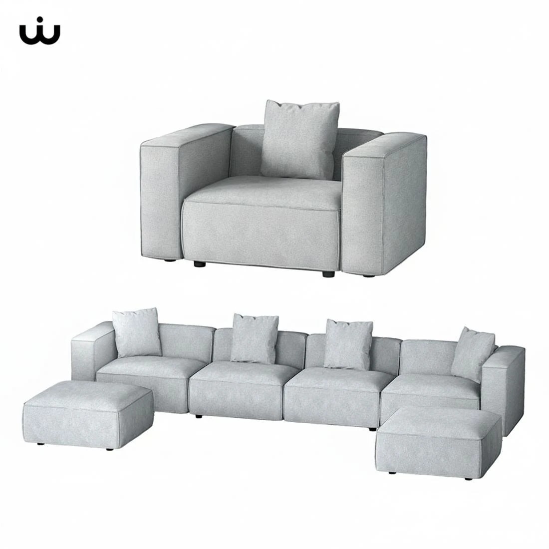6 Artiss Modular Sofa Chaise Set 6 - Grey, 6 of 6