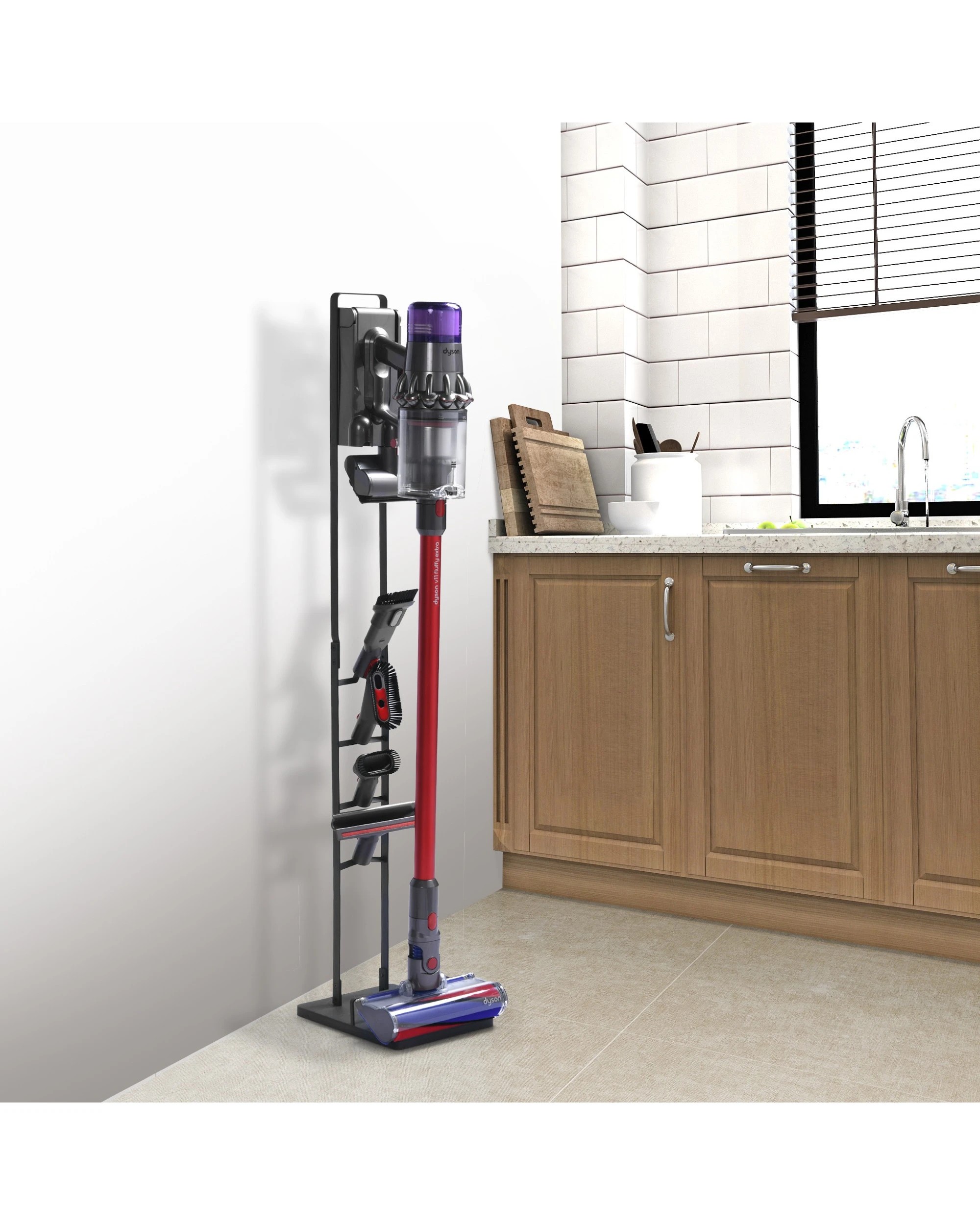3 Sherwood Home Freestanding Metal Vacuum Holder Rack For Dyson V6, V7, V8, V10 & V11 - Black, 3 of 8