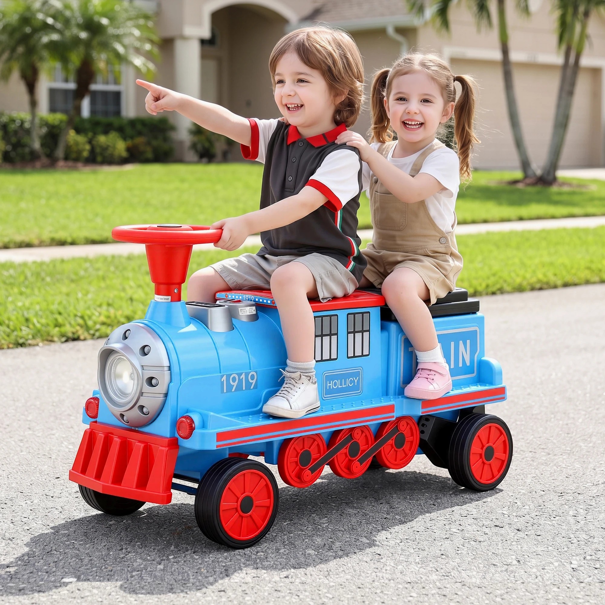 Rigo Kids Ride on Car Train 12V Electric Toy 2-Seater Storage 87cm ...