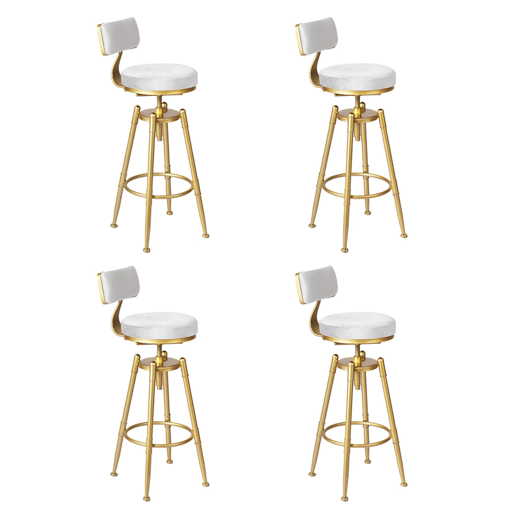 1 Levede 4x Velvet Bar Stool - White, 1 of 3