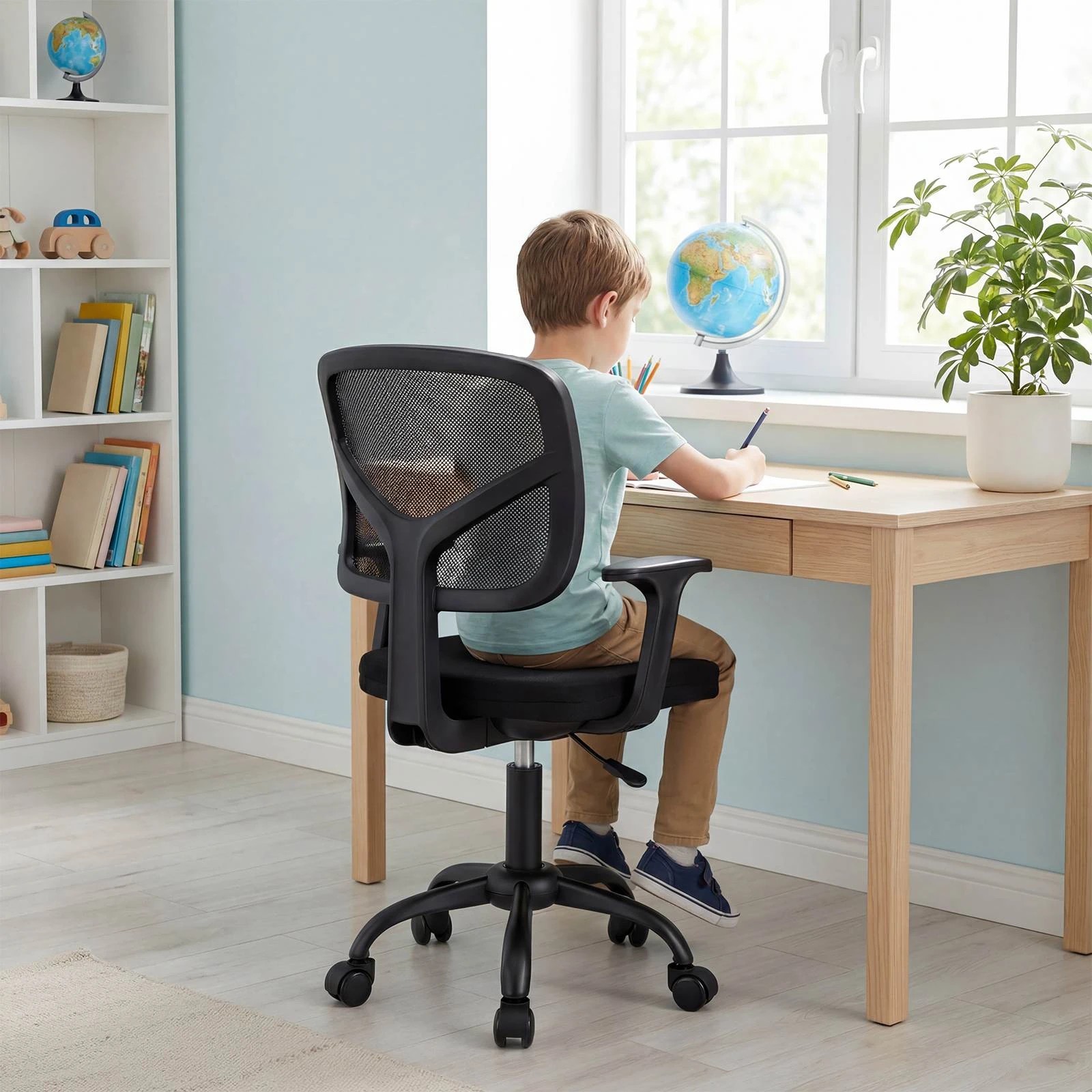 2 Costway Desk Chair Swivel Mesh Task Chair Study Armchair - Black, 2 of 2
