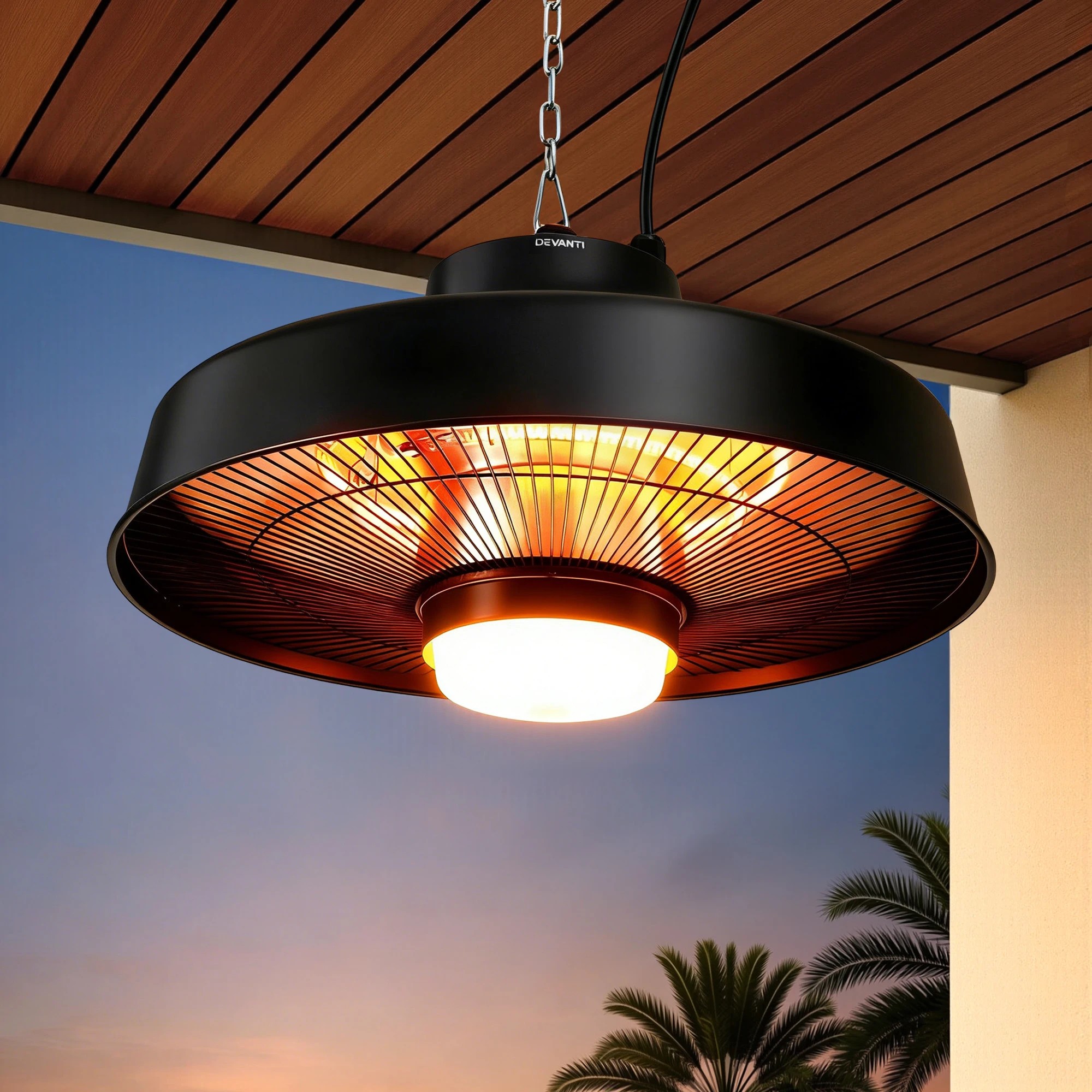 3 Devanti 1500W Electric Patio Infra Heater Hanging Heaters Ceiling Mounted - Black, 3 of 3