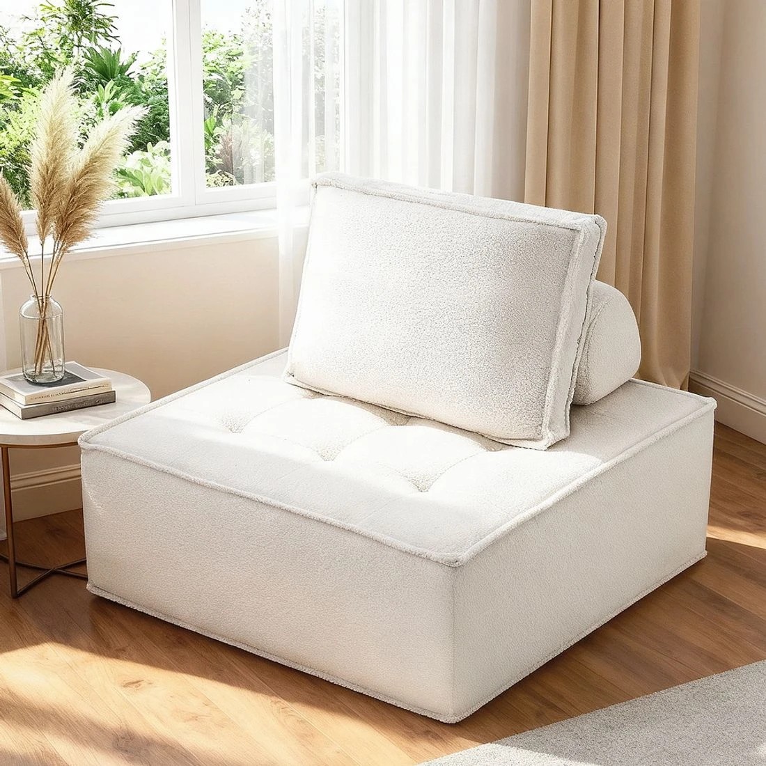 3 Artiss Floor Sofa Lounge Chair with Pillow - White, 3 of 8