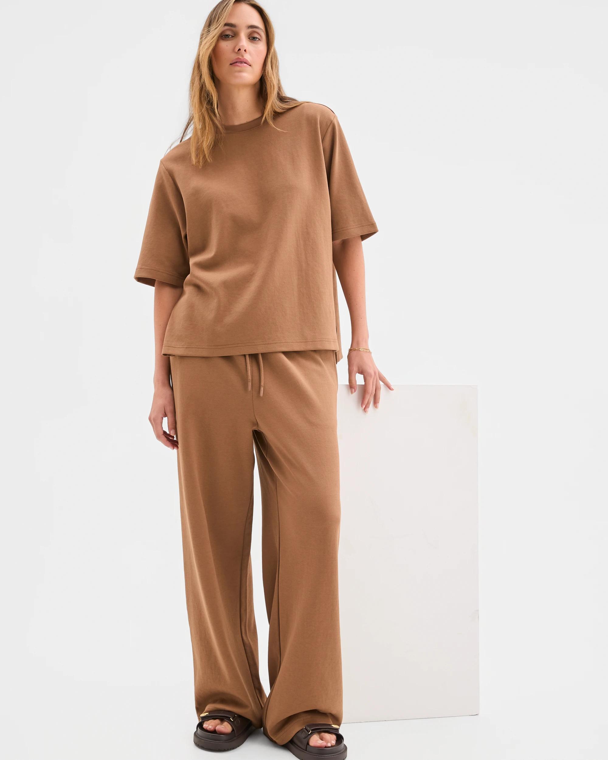 2 Target Woman Australian Cotton Blend Wide Leg Interlock Pants PARTRIDGE, 2 of 6