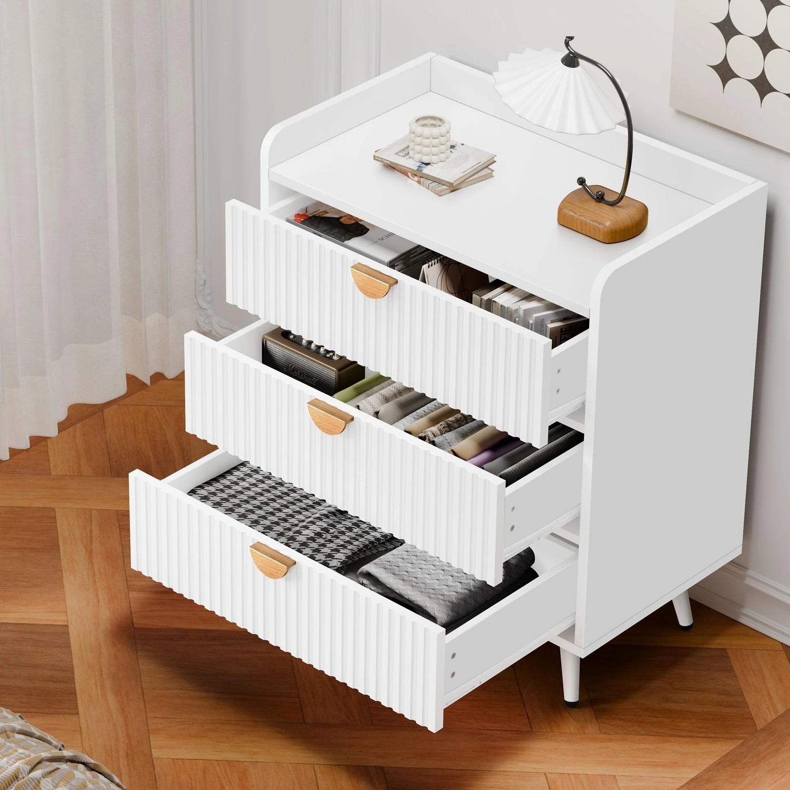 3 Alfordson 3 Chest of Drawers Modern Storage Cabinet Dresser Tallboy - White, 3 of 10