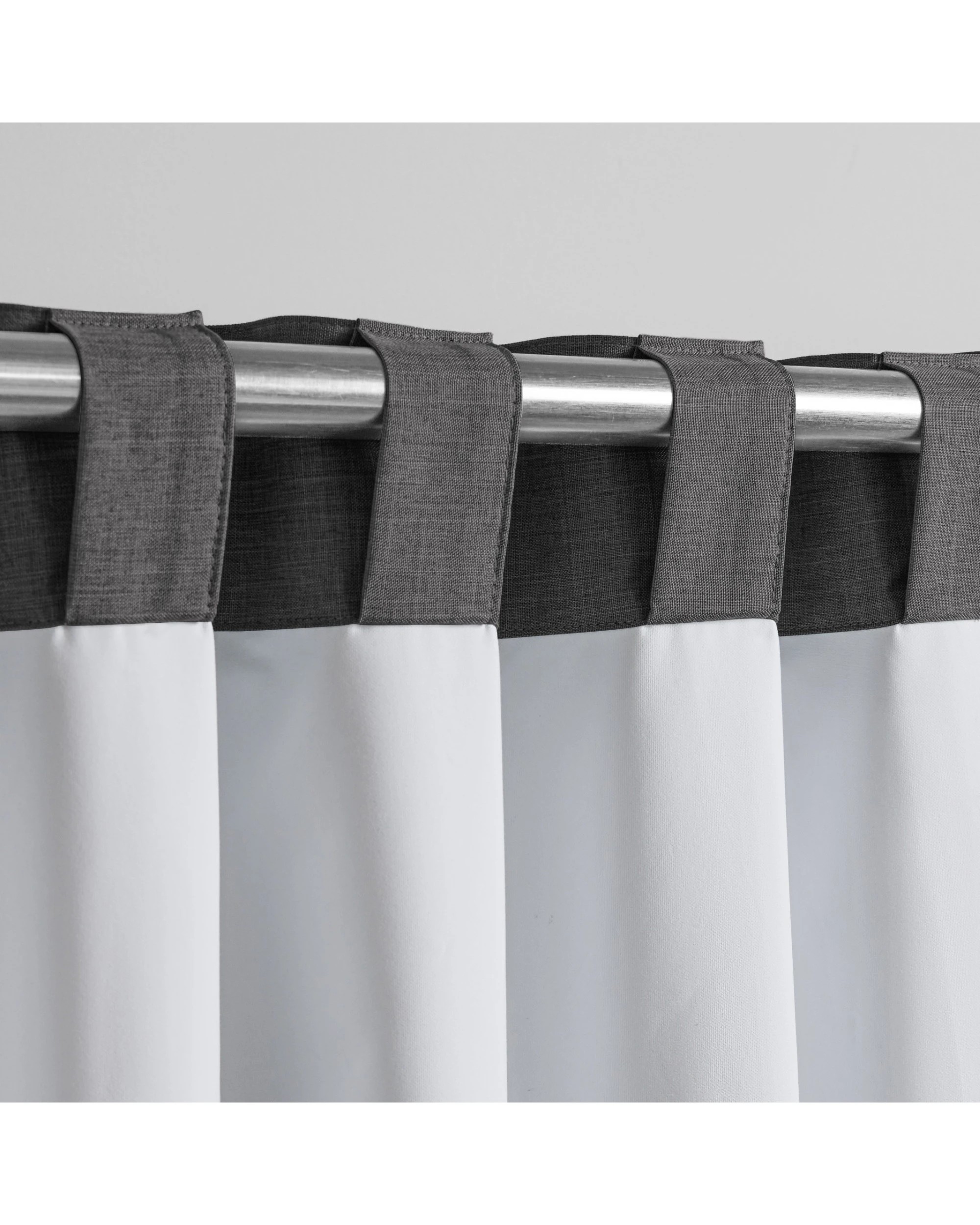 3 Sherwood Faux Linen 100% Blockout Concealed Tab Top Curtain Pair 135x223cm - Pepper, 3 of 6