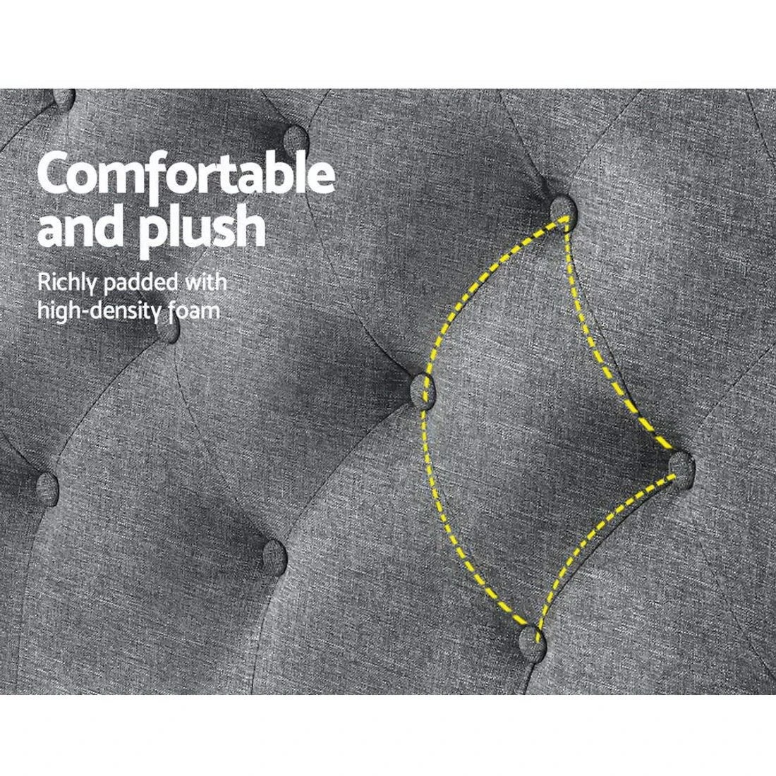 5 Artiss Bed Head Headboard Queen Size Fabric - Grey, 5 of 7